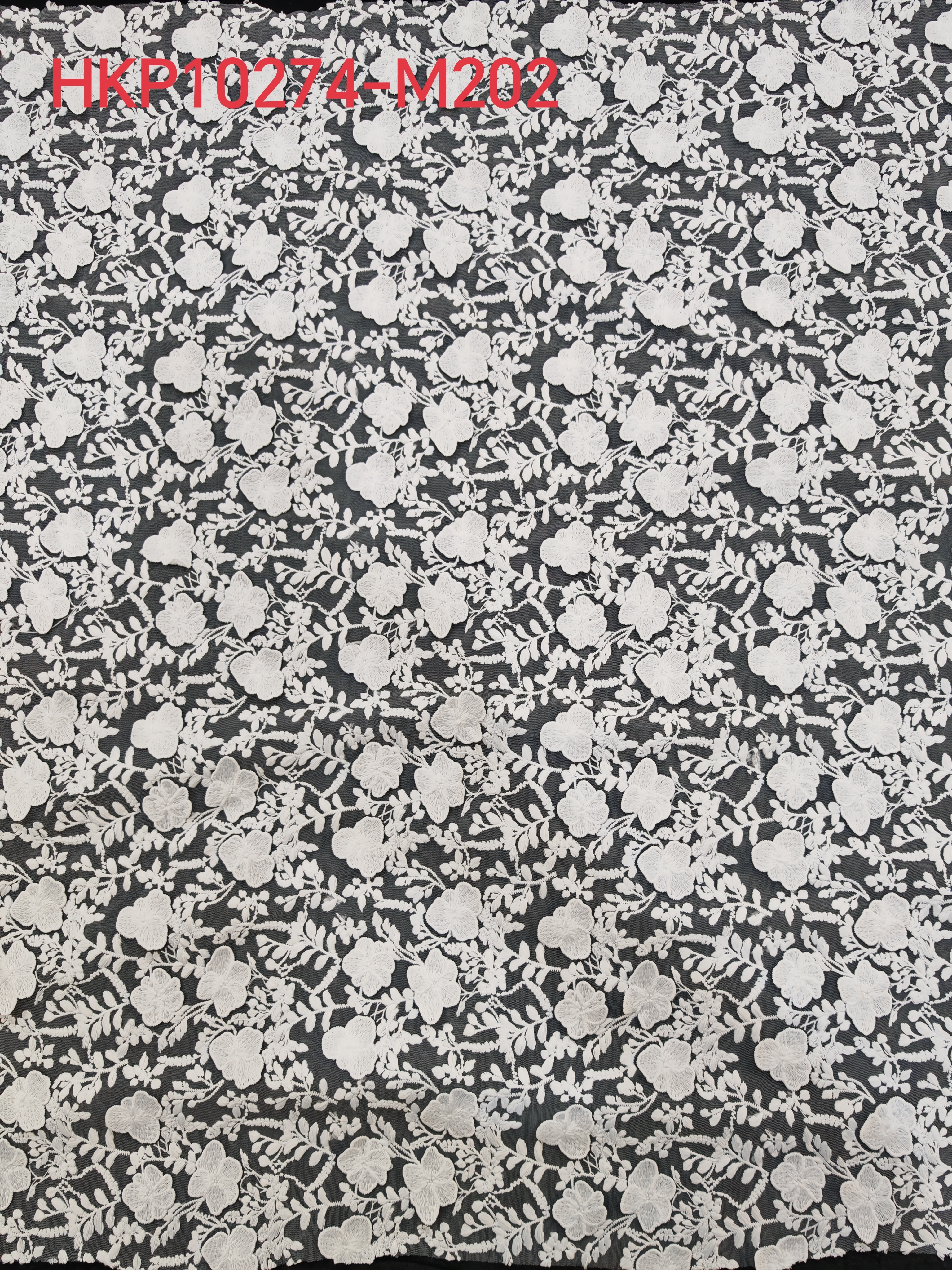 Elegant White Flower Pattern With Plain Embroidery HKP10274  sequins embroidery factory