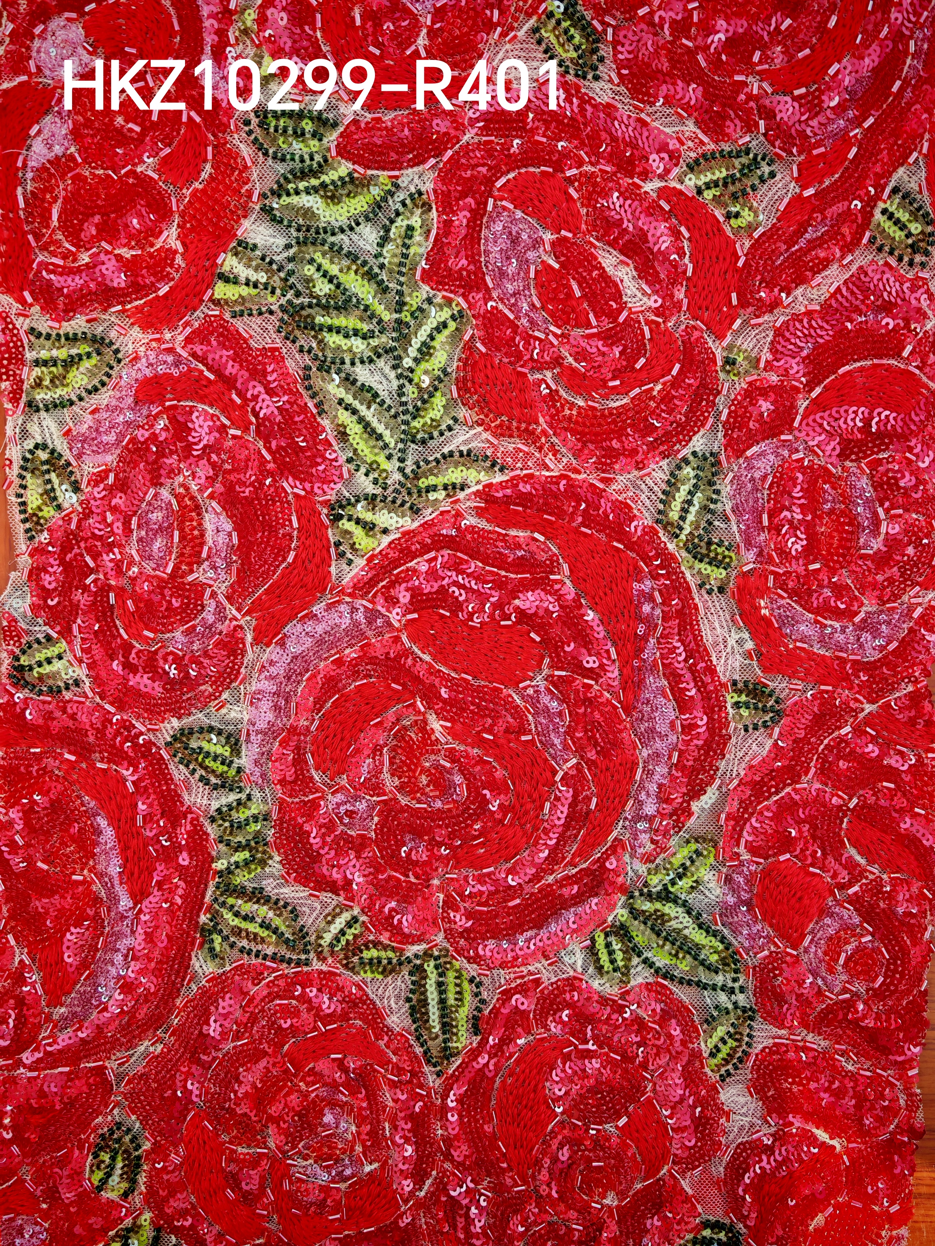 Sequins Embroidery with sequins flowers HKZ10299  sequins embroidery factory