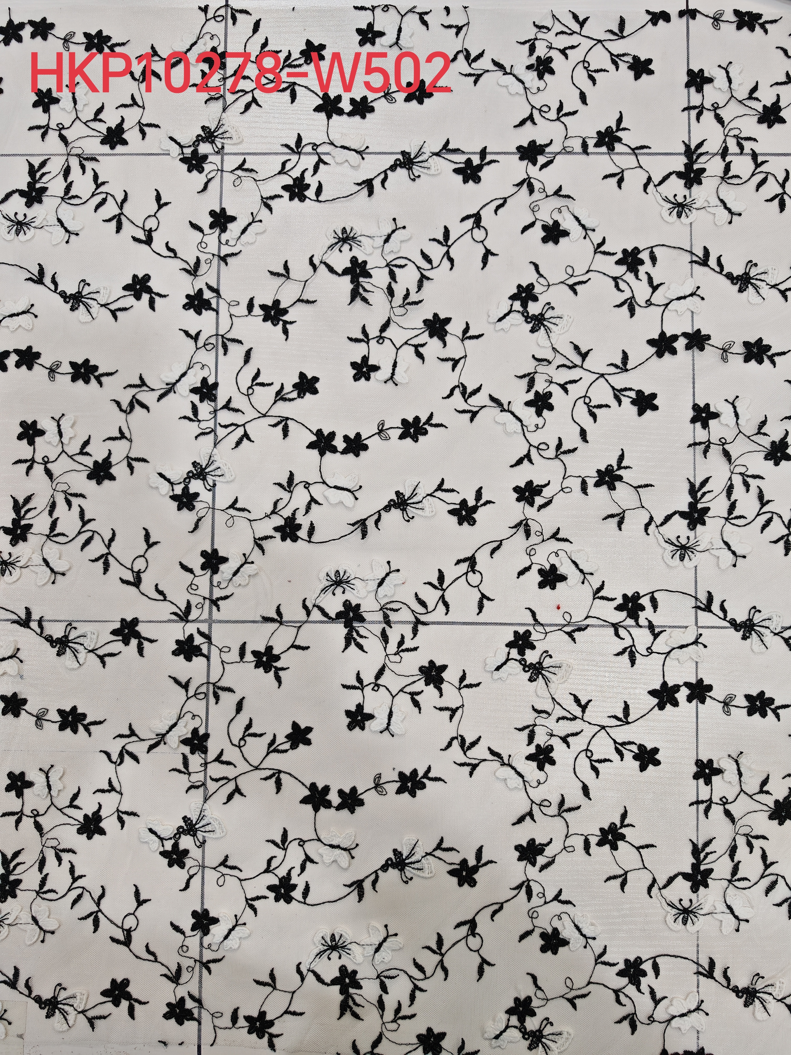Vivid Black Butterfly Pattern With Plain Embroidery HKP10278  sequins embroidery factory