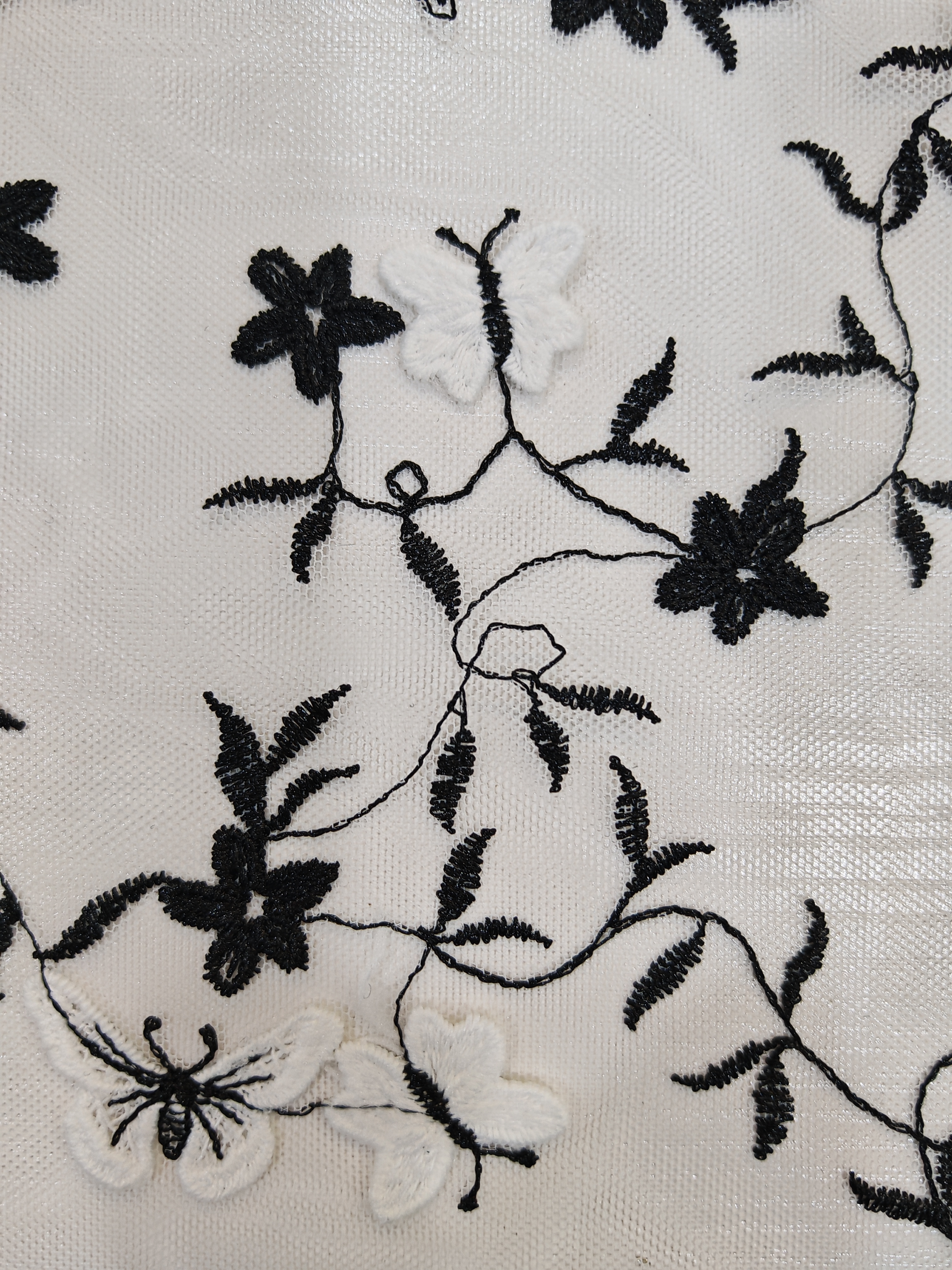 Vivid Black Butterfly Pattern With Plain Embroidery HKP10278  sequins embroidery factory