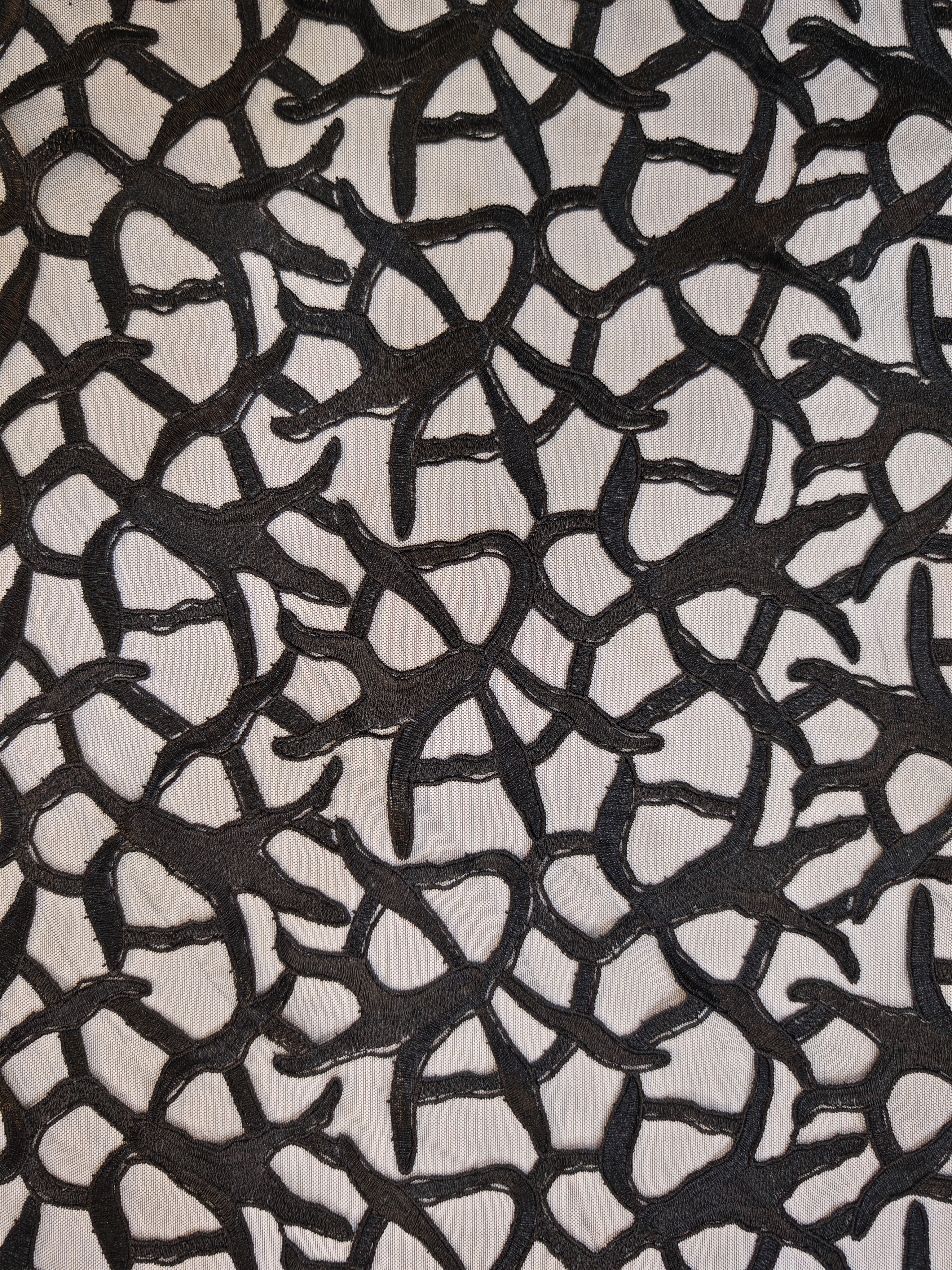 Black Plain Embroidery With Irregular Pattern HKP10279  sequins embroidery factory