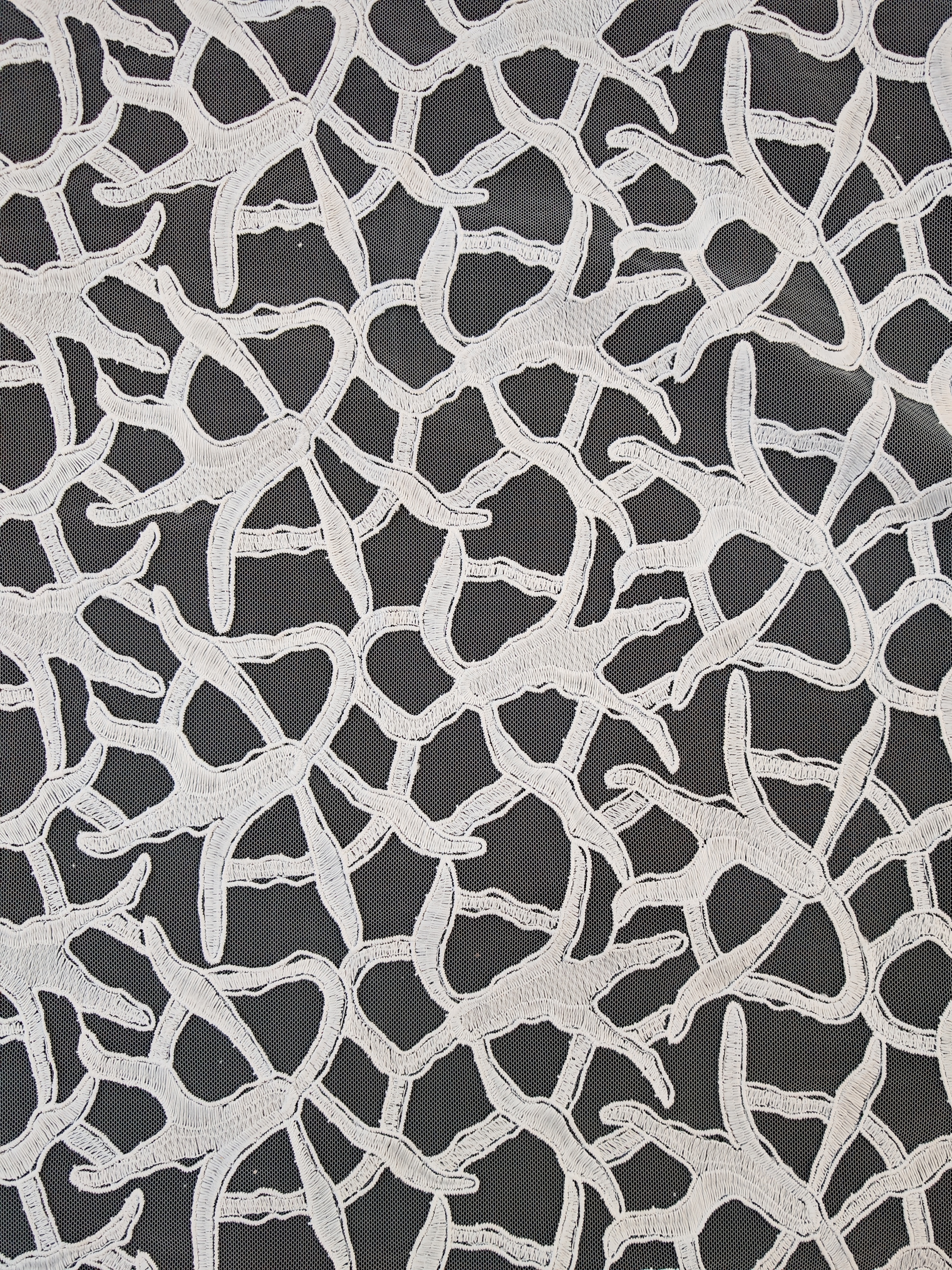 White Plain Embroidery With Irregular Pattern HKP10279  sequins embroidery factory