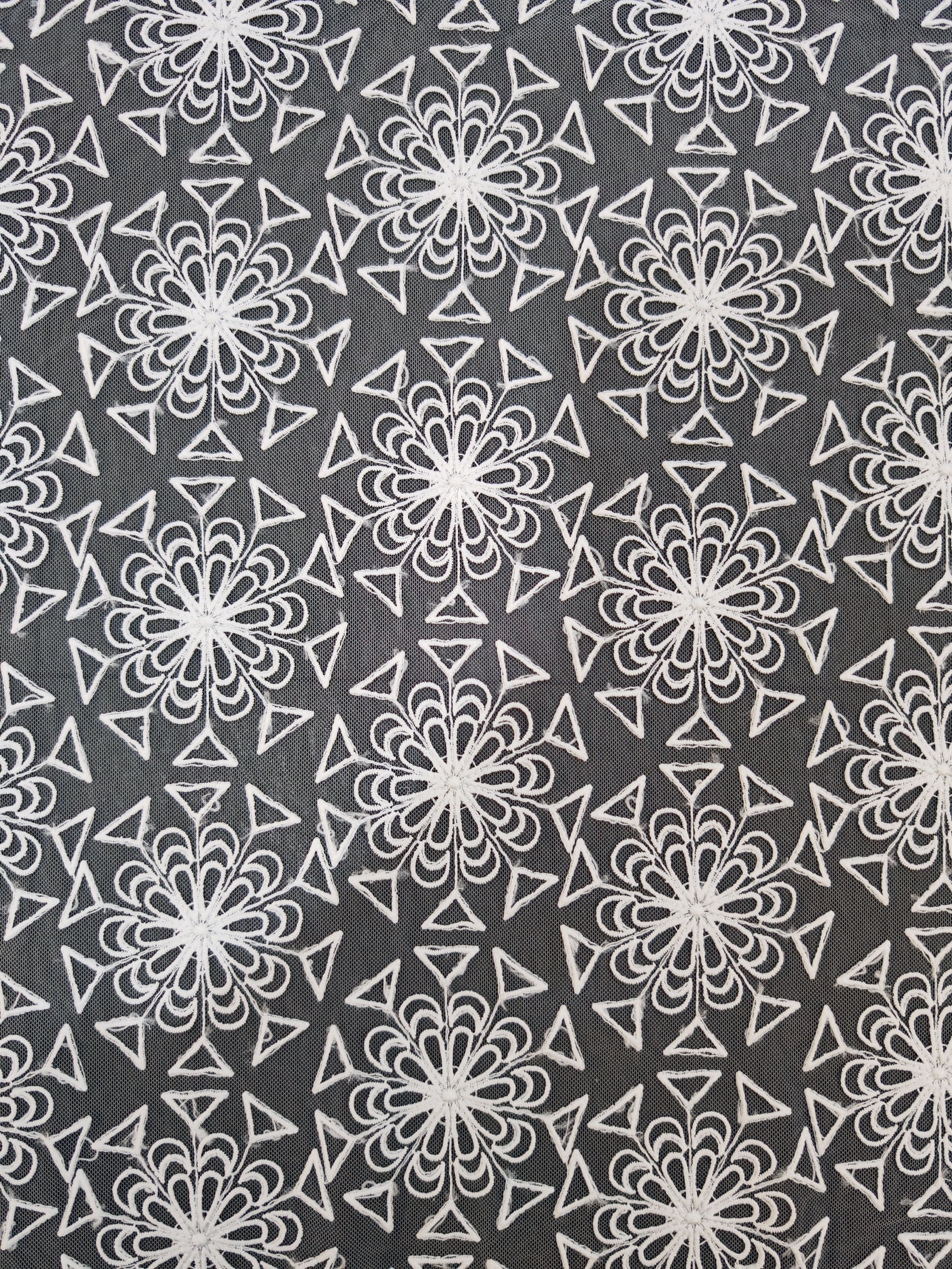 Geometric Rules Flower Patterns With Plain Embroidery HKP10282  sequins embroidery factory