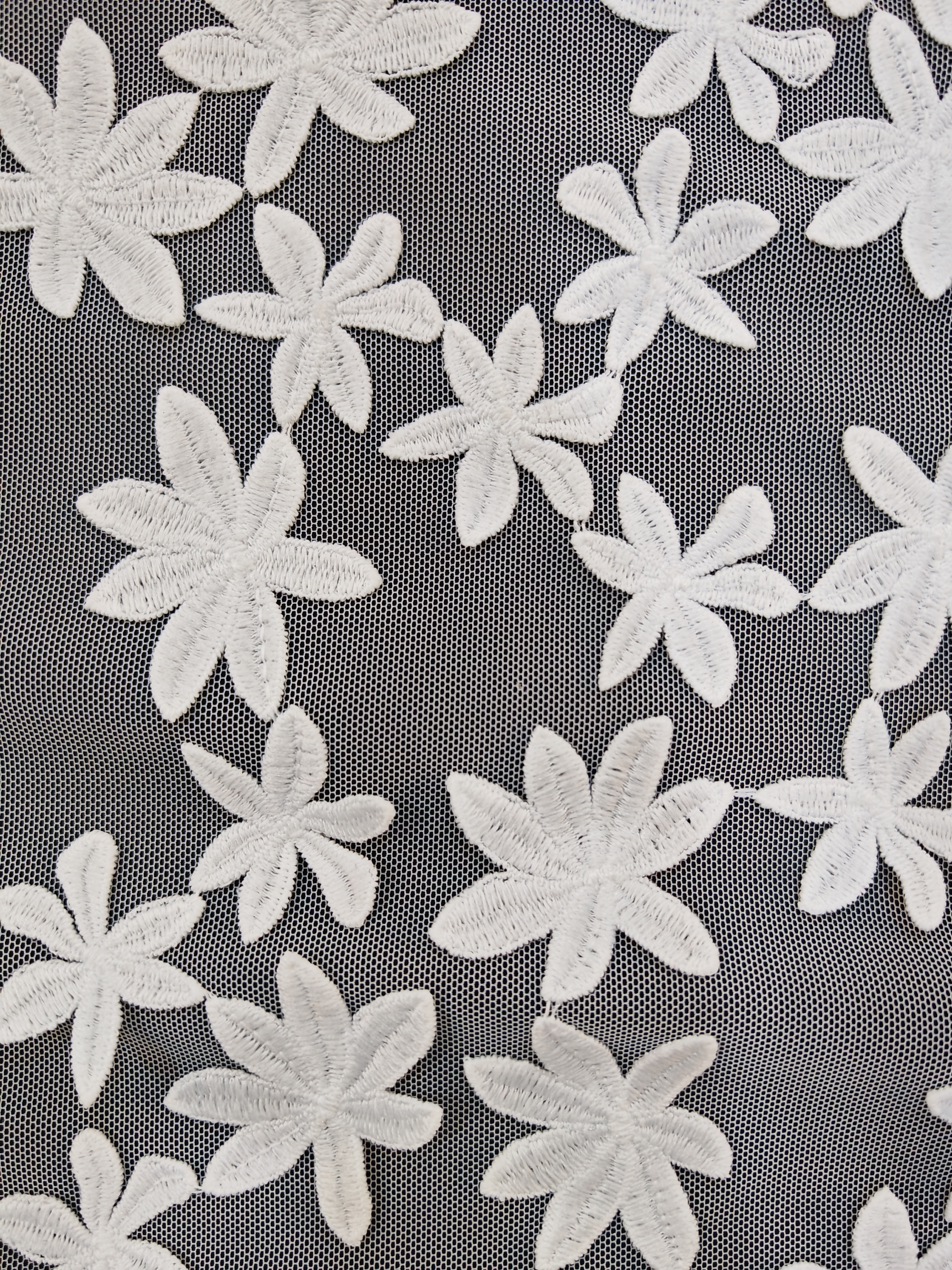 Small and Exquisite White Flower Pattern With Plain Embroidery HKP10287  sequins embroidery factory