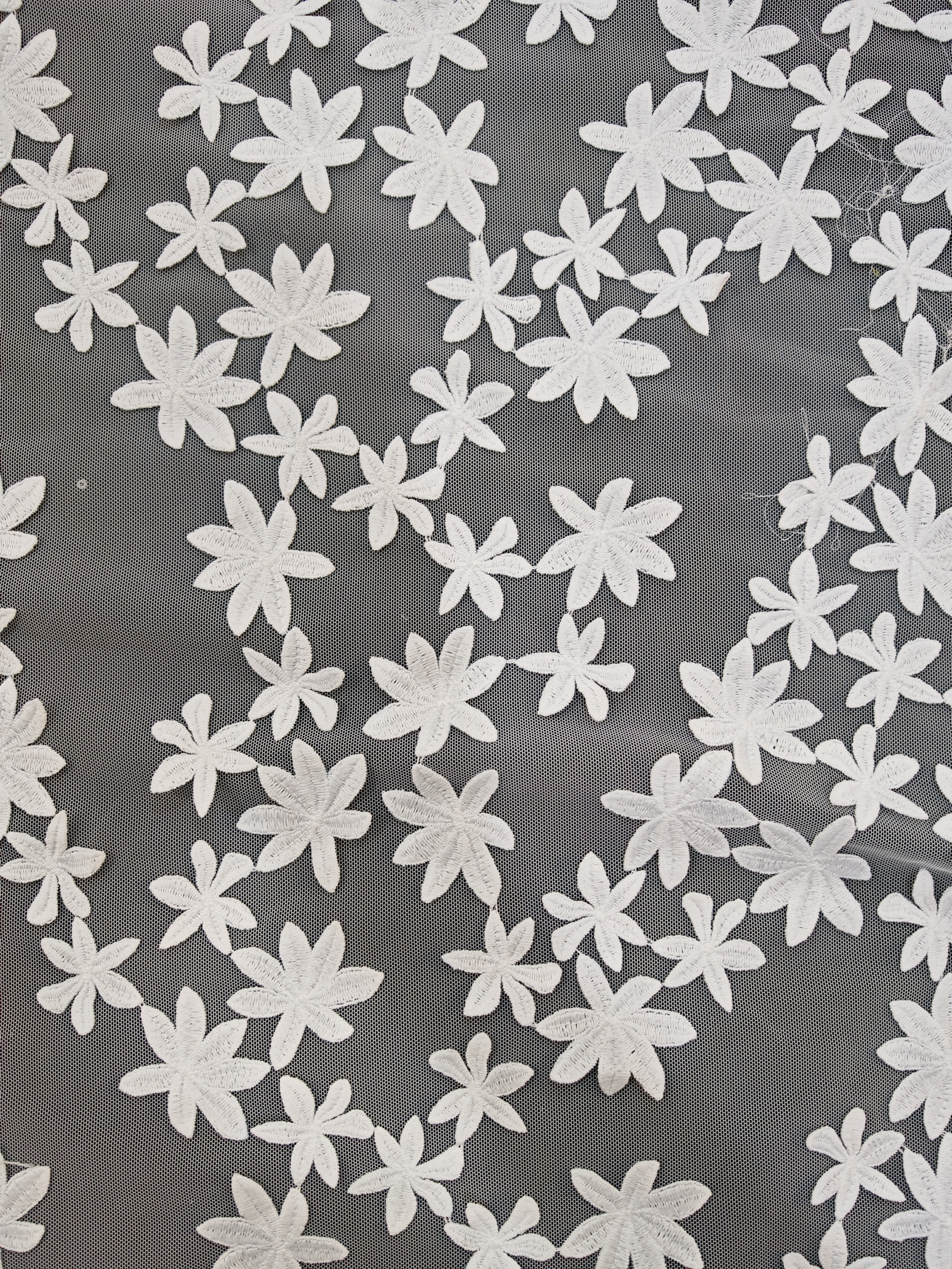 Small and Exquisite White Flower Pattern With Plain Embroidery HKP10287  sequins embroidery factory