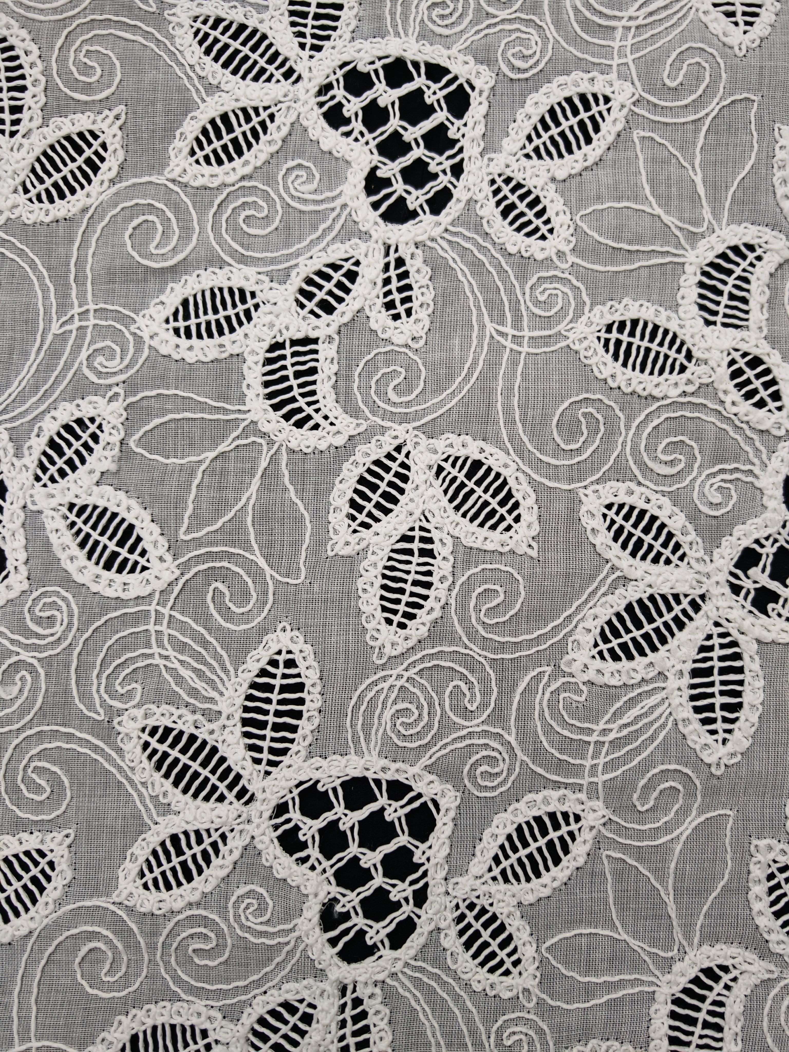 Brief White Leaf Pattern with Laser Cutting Embroidery HKH10226  Laser Cutting Embroidery Lace,wedding dress fabric,chiffon fabric