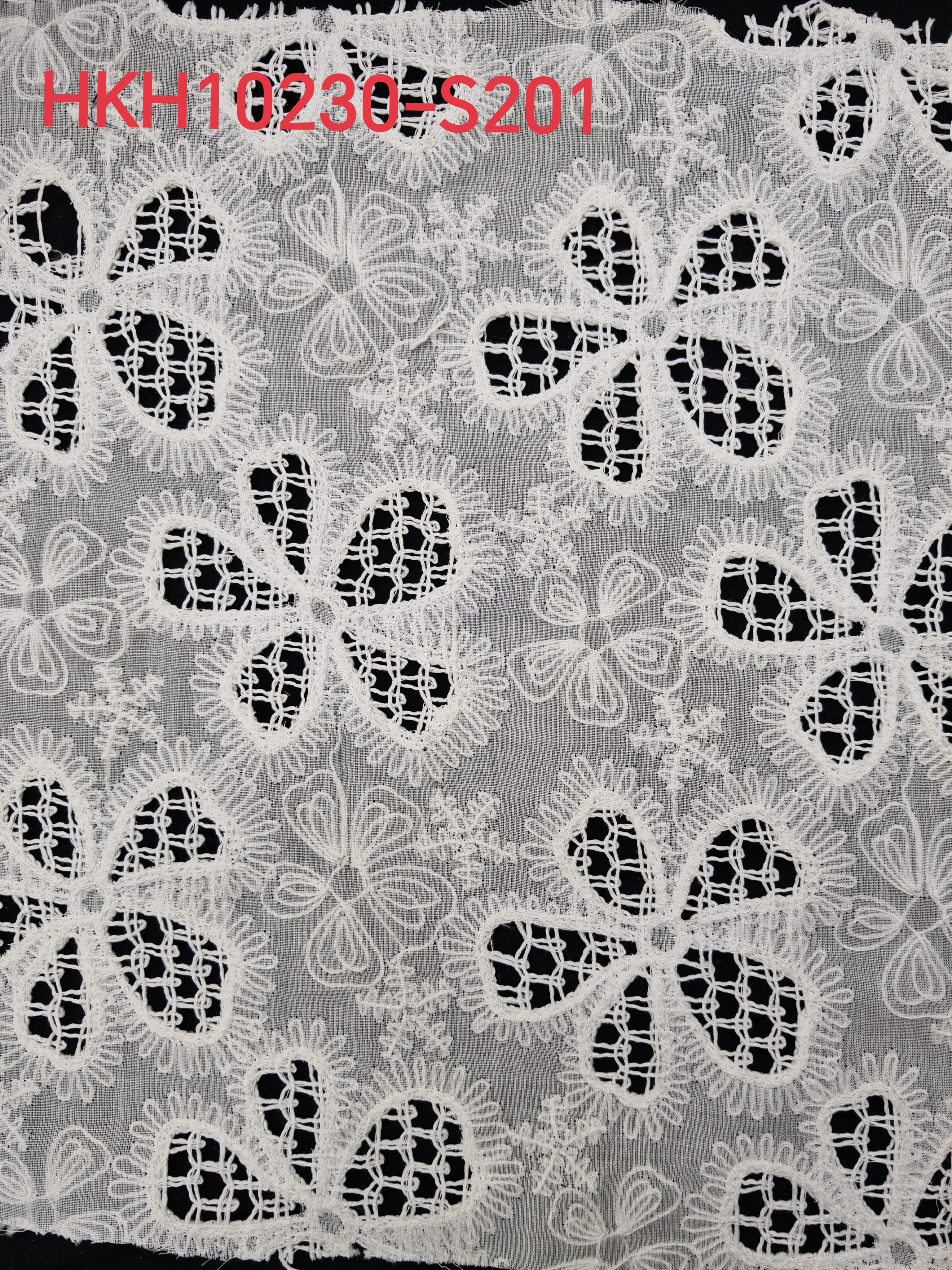 White Flower Pattern With Cording And Laser Cutting Embroidery HKH10230  Laser Cutting Embroidery Lace,wedding dress fabric,chiffon fabric