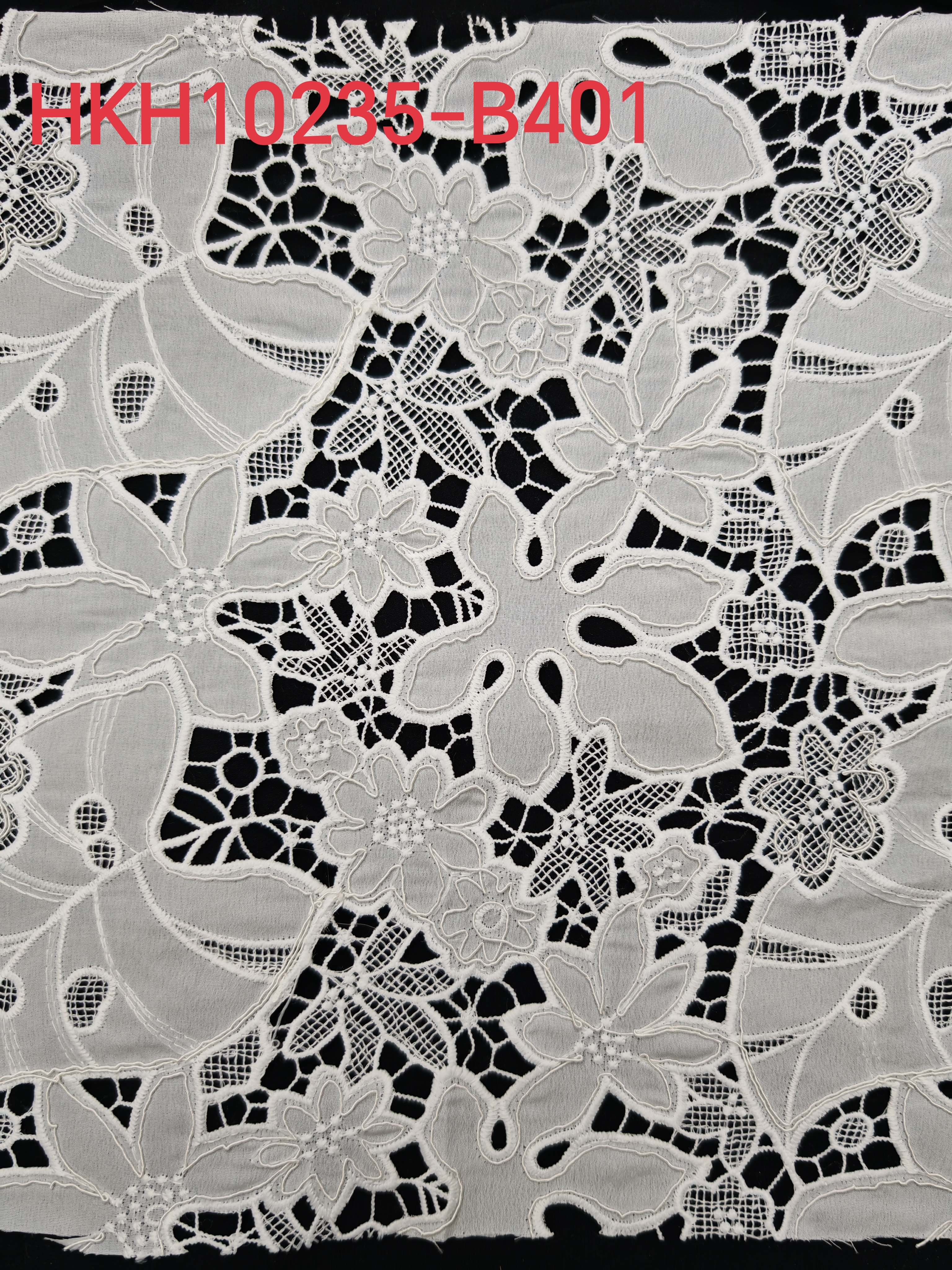 Hollow Flower Pattern With Cording And Laser Cutting Embroidery HKH10235  Laser Cutting Embroidery Lace,wedding dress fabric,chiffon fabric