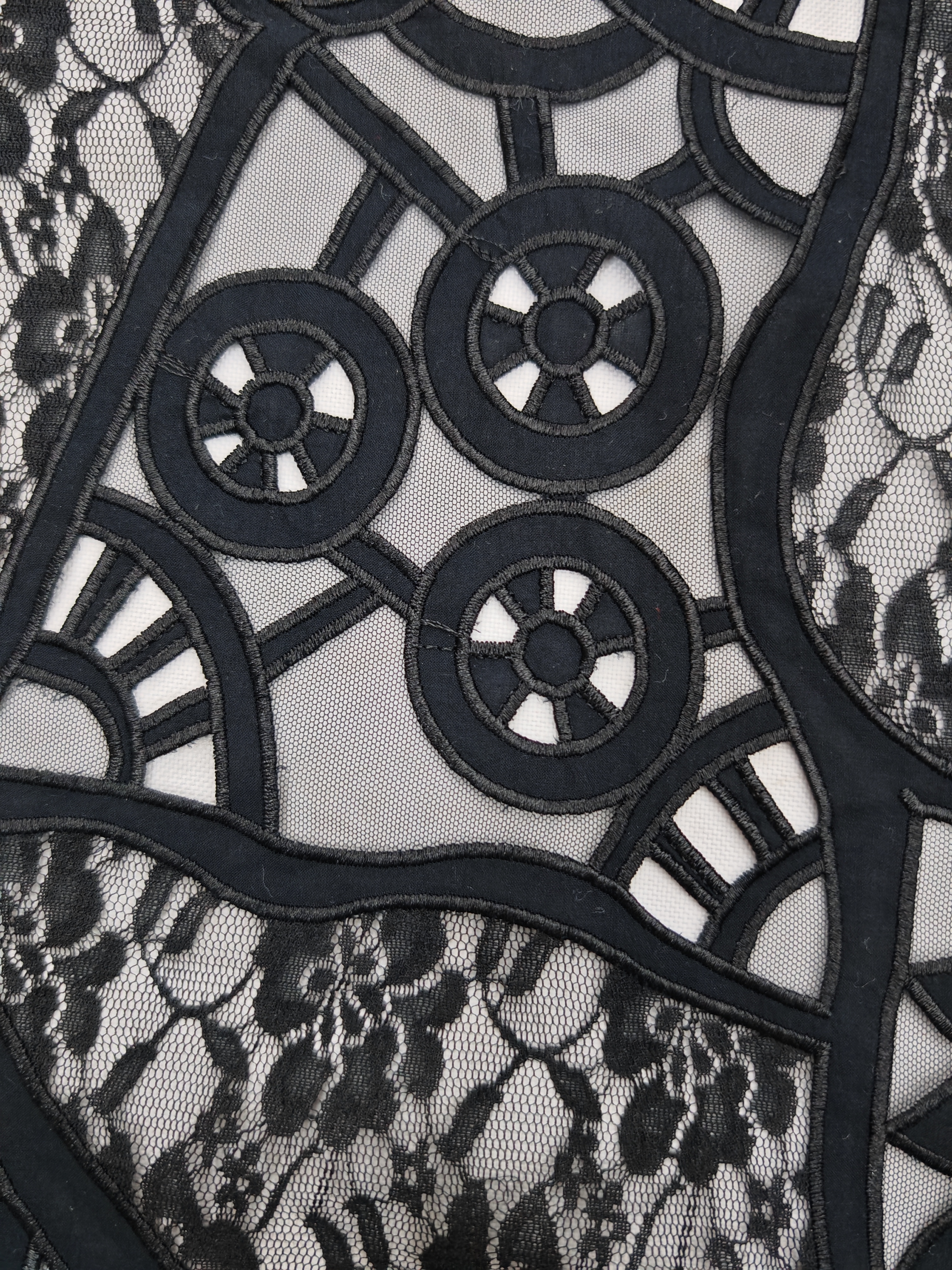 Beautiful Geometric Irregularity Pattern With Laser Cutting Embroidery HKH10237  Laser Cutting Embroidery Lace,wedding dress fabric,chiffon fabric