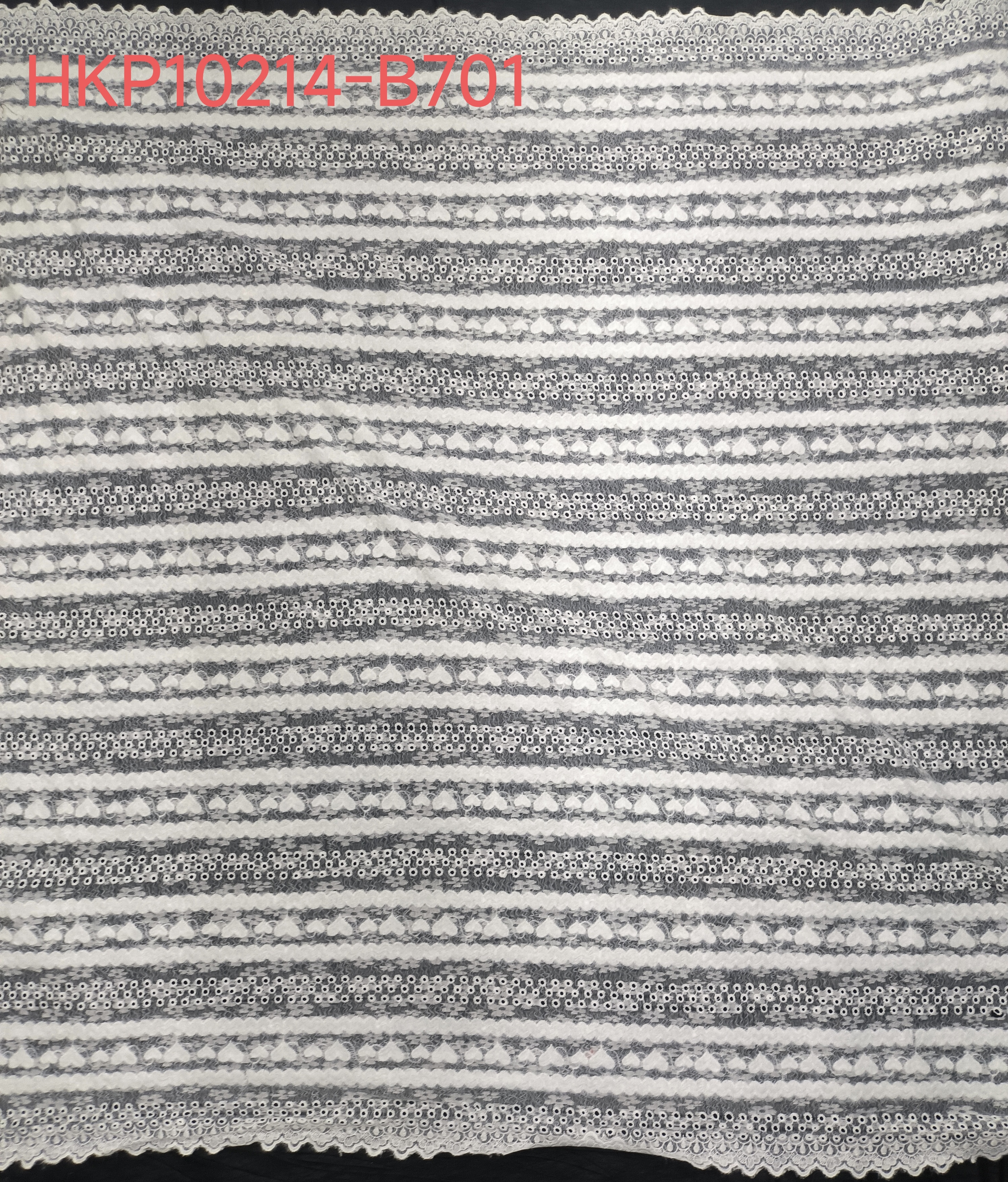 White Horizontal Heart-shaped Pattern Feather Yarn With Lace Embroidery HKP10214  sequins embroidery factory