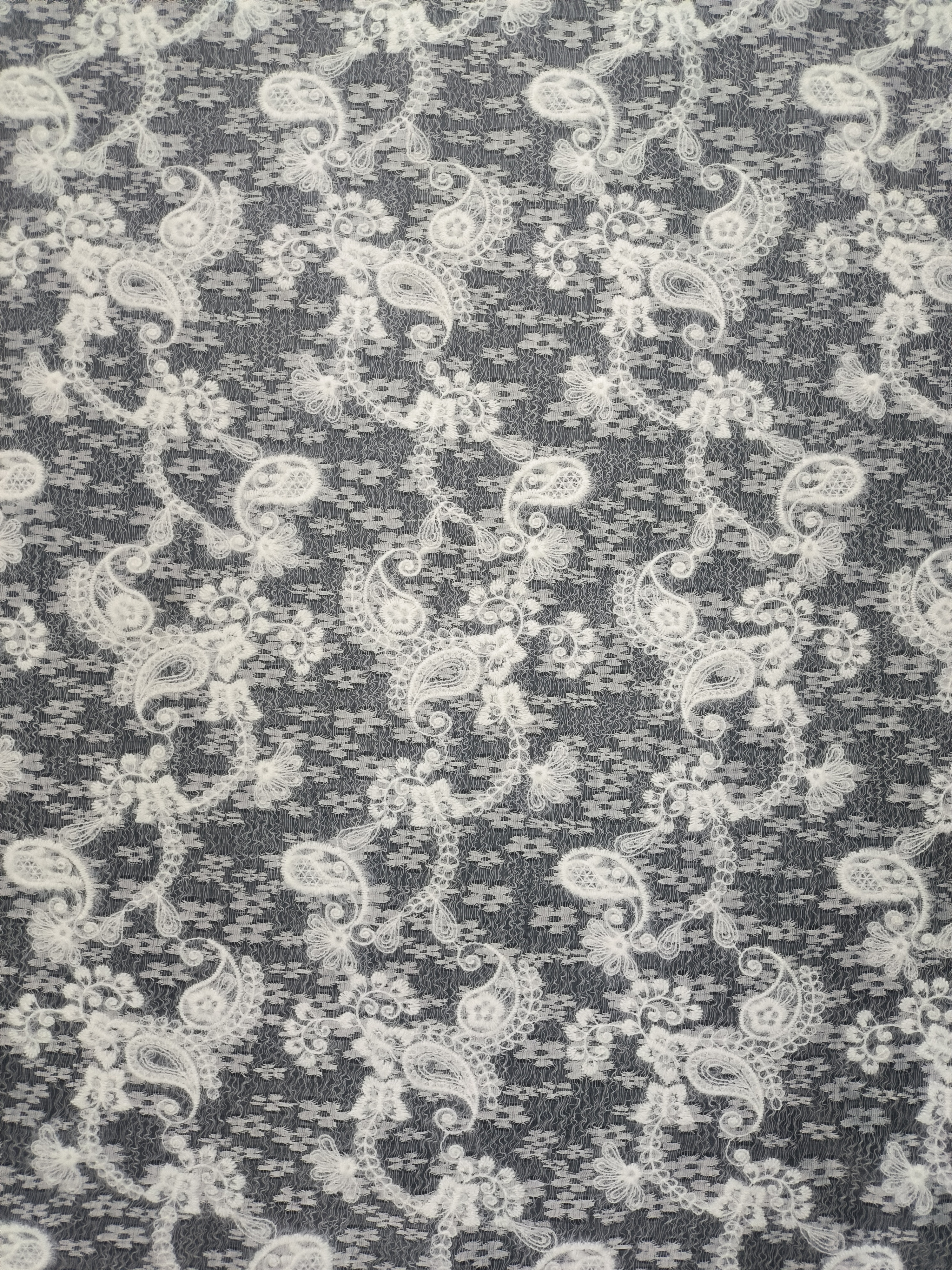 White Feather Yarn With Lace Embroidery HKP10215  sequins embroidery factory