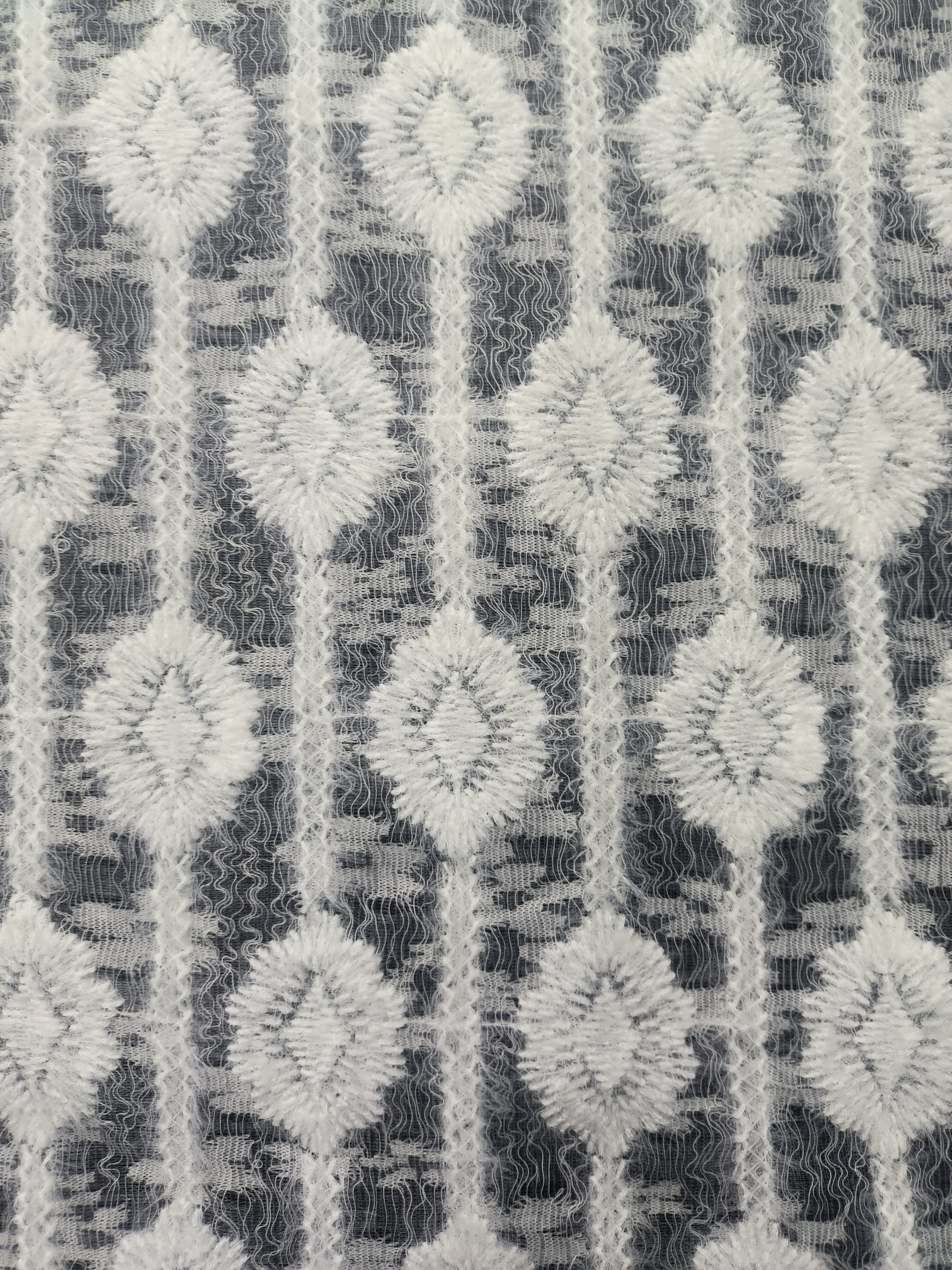 White Feather Yarn With Lace Embroidery HKP10217  sequins embroidery factory