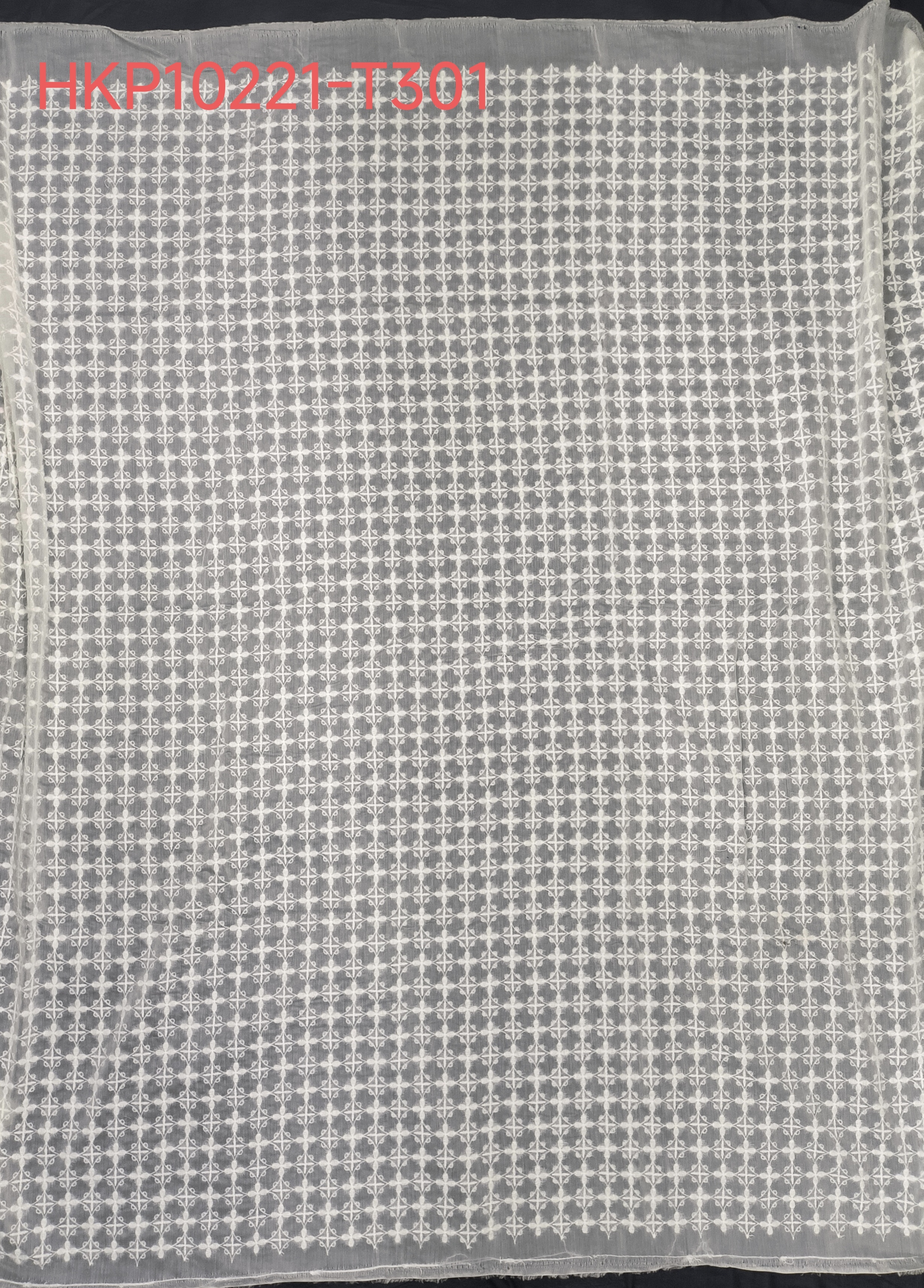 White Feather Yarn With Lace Embroidery HKP10221  sequins embroidery factory