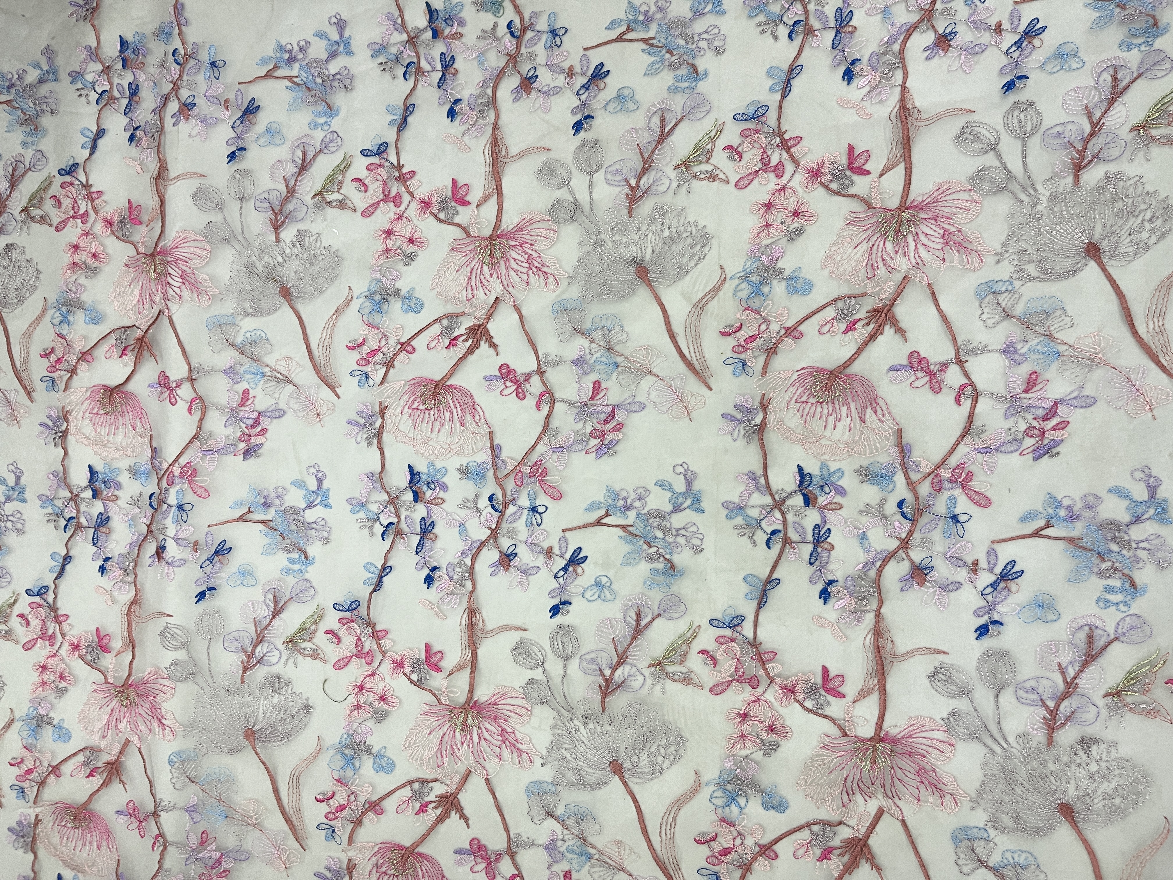 Clear and transparent Pink Flower Pattern With Plain Embroidery HKC10188  embroidery fabric,fashion embroidery fabric,textile