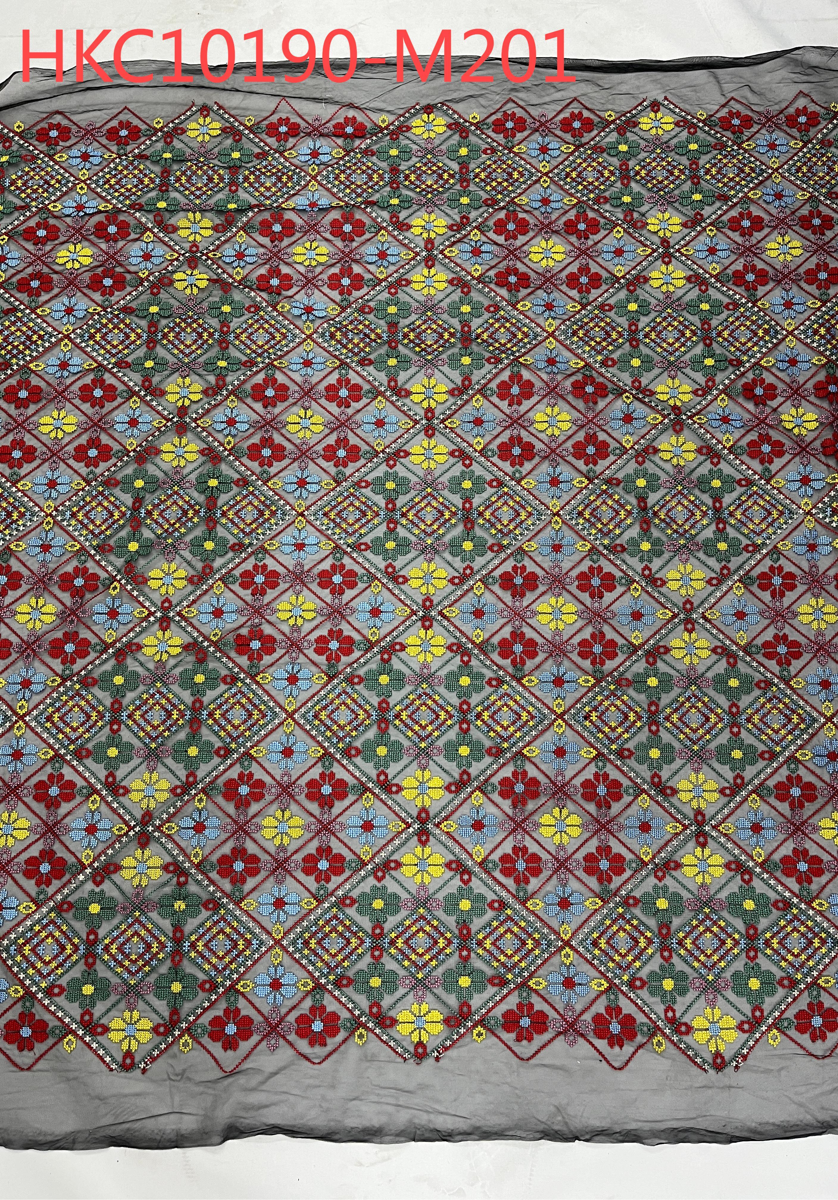 Colorful Cross Stitch Embroidery Pattern With Plain Embroidery HKC10190  embroidery fabric,fashion embroidery fabric,textile