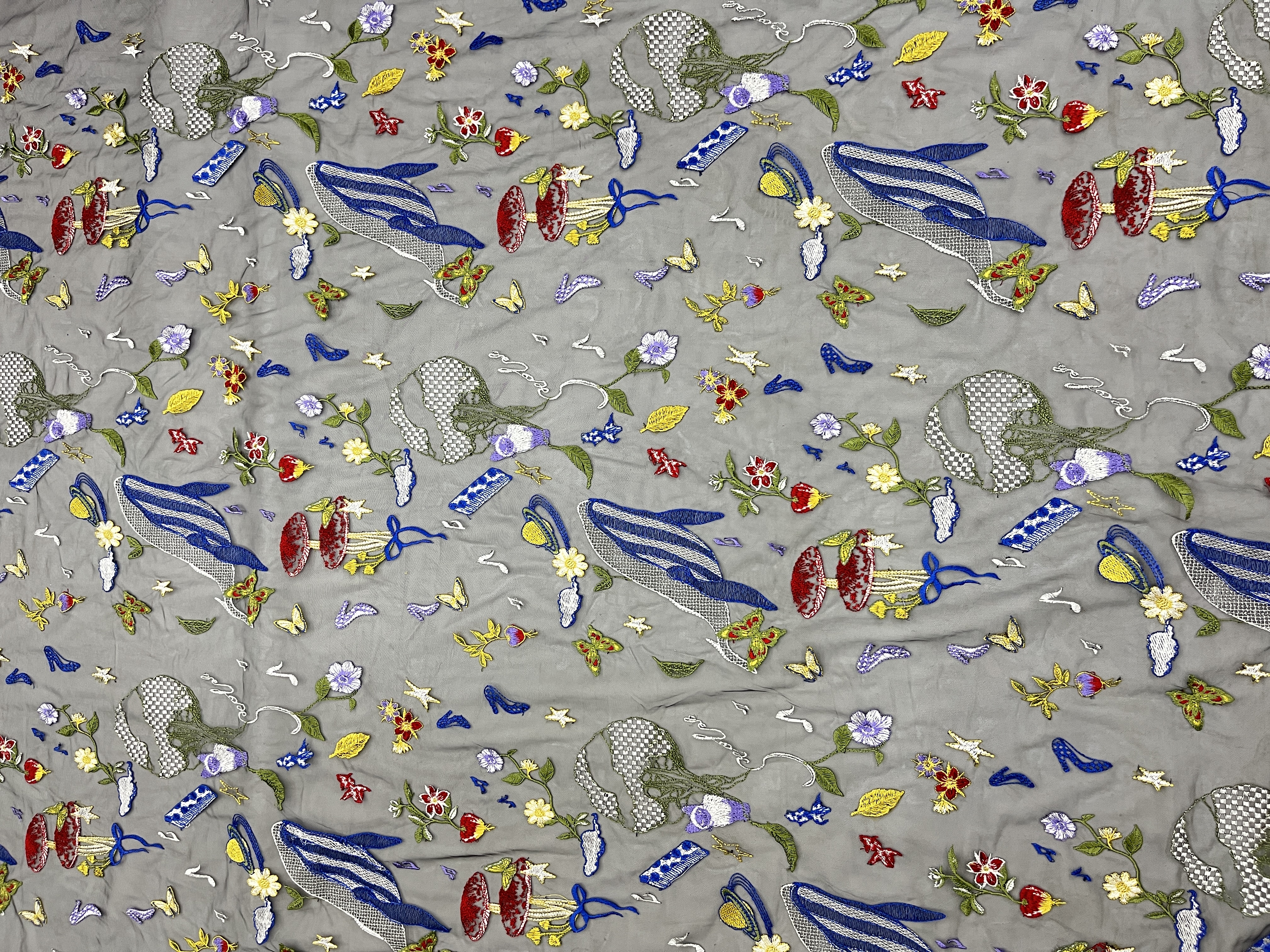 Multi Colorful Seabed Pattern With Plain Embroidery HKC10192  embroidery fabric,fashion embroidery fabric,textile
