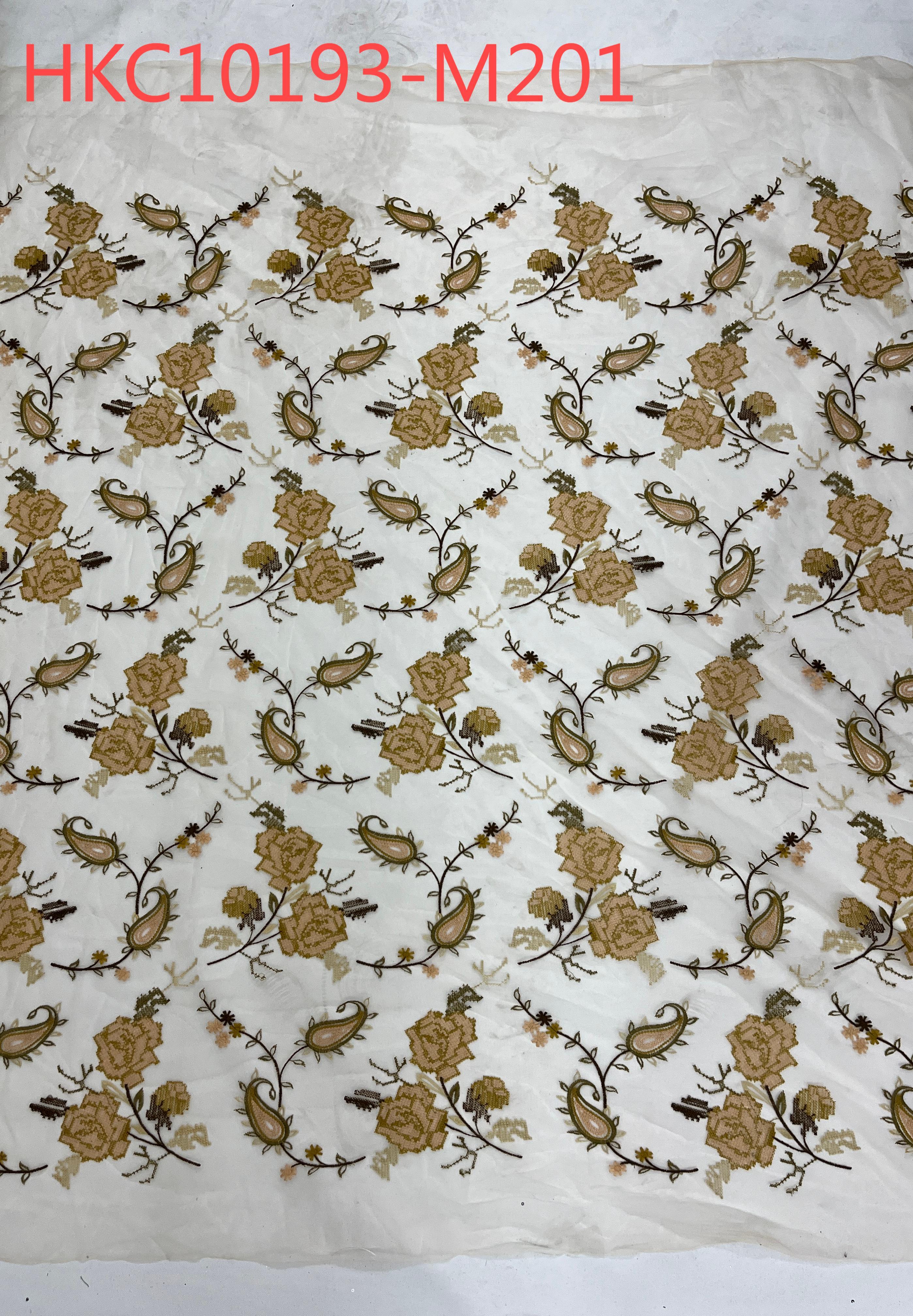 Brown Rose Pattern With Plain Embroidery HKC10193  embroidery fabric,fashion embroidery fabric,textile