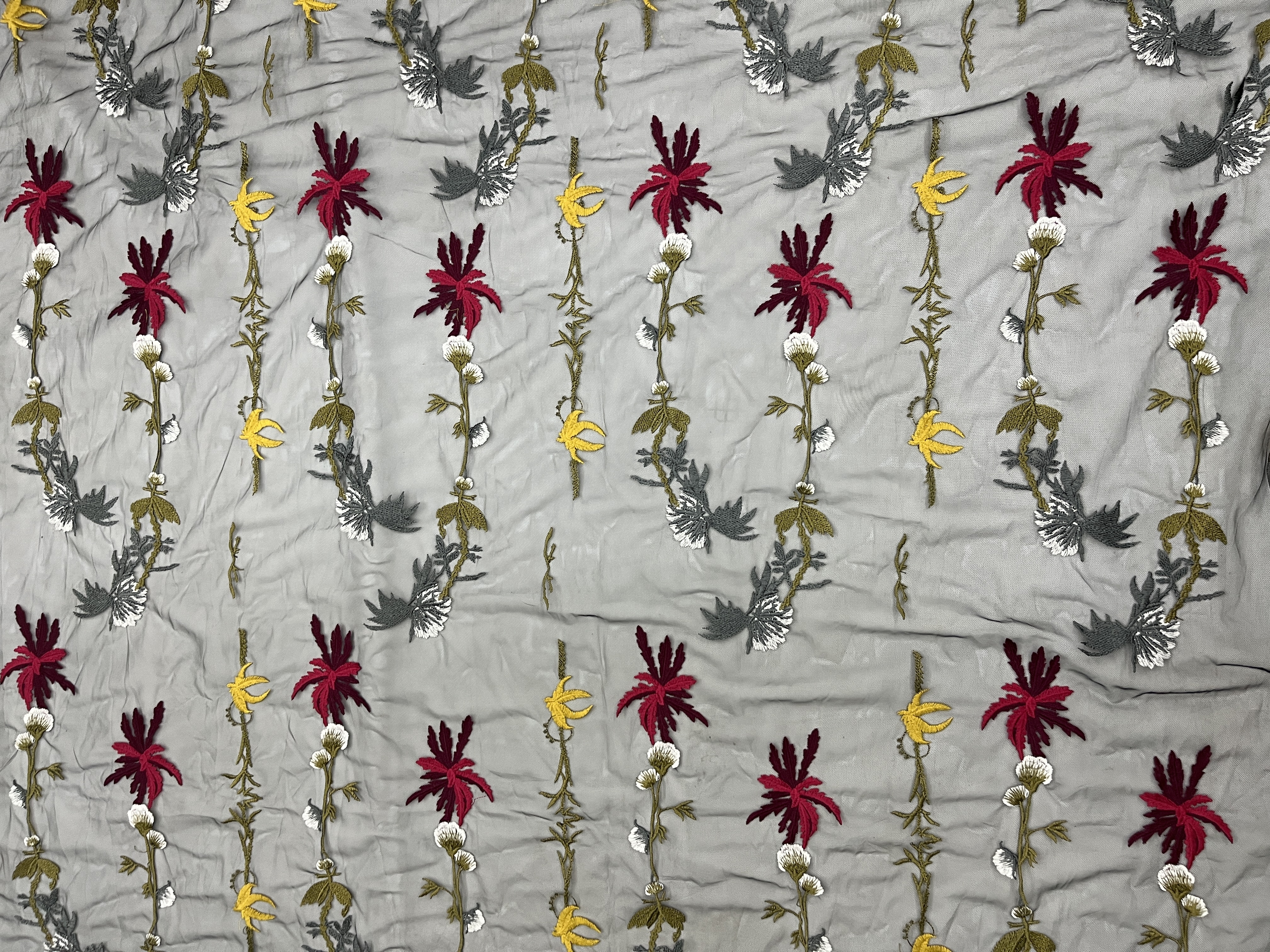 Colorful Flower Pattern With Plain Embroidery HKC10195  embroidery fabric,fashion embroidery fabric,textile
