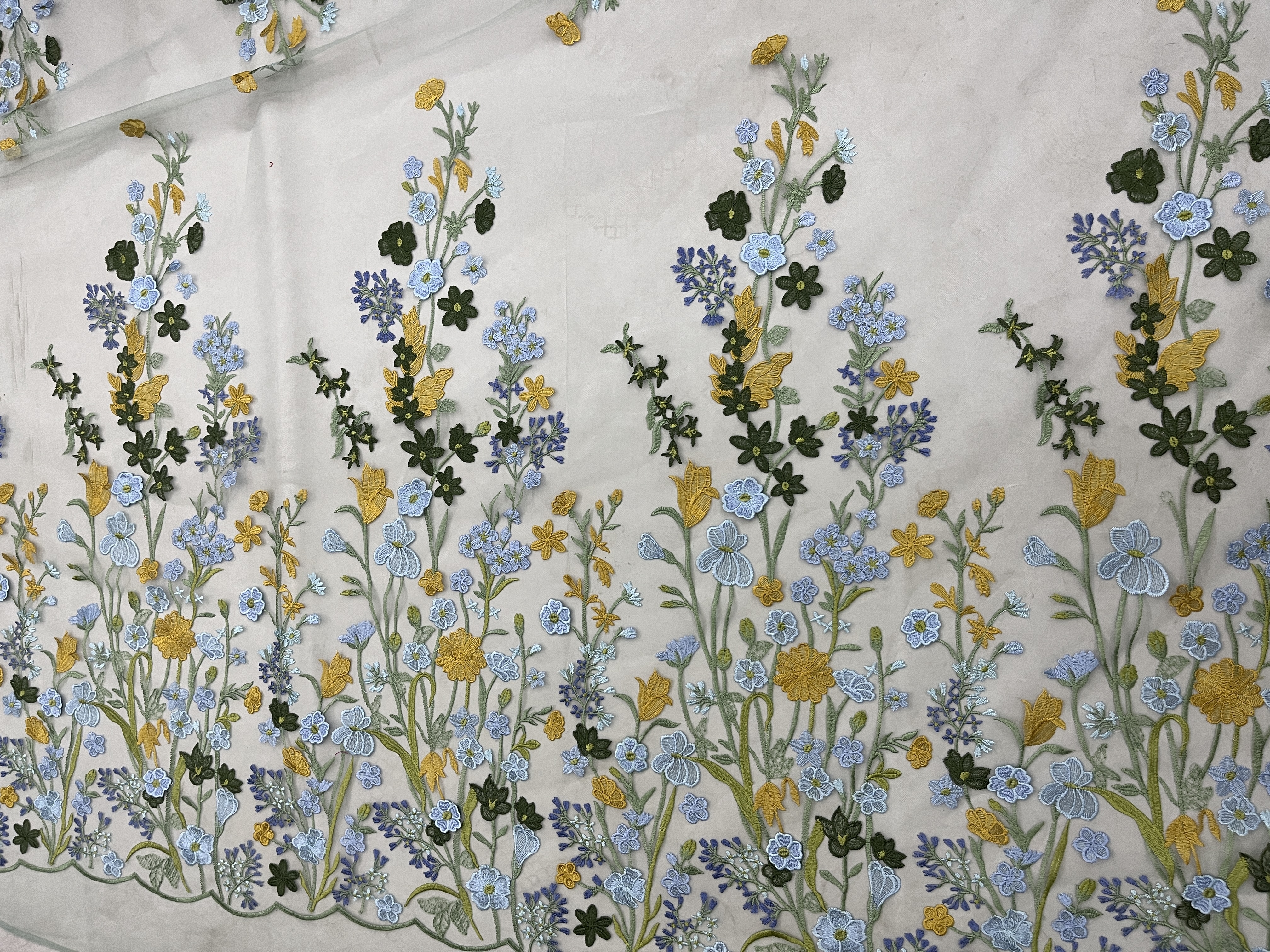 Colorful Flower Pattern With Plain Embroidery HKC10196  embroidery fabric,fashion embroidery fabric,textile