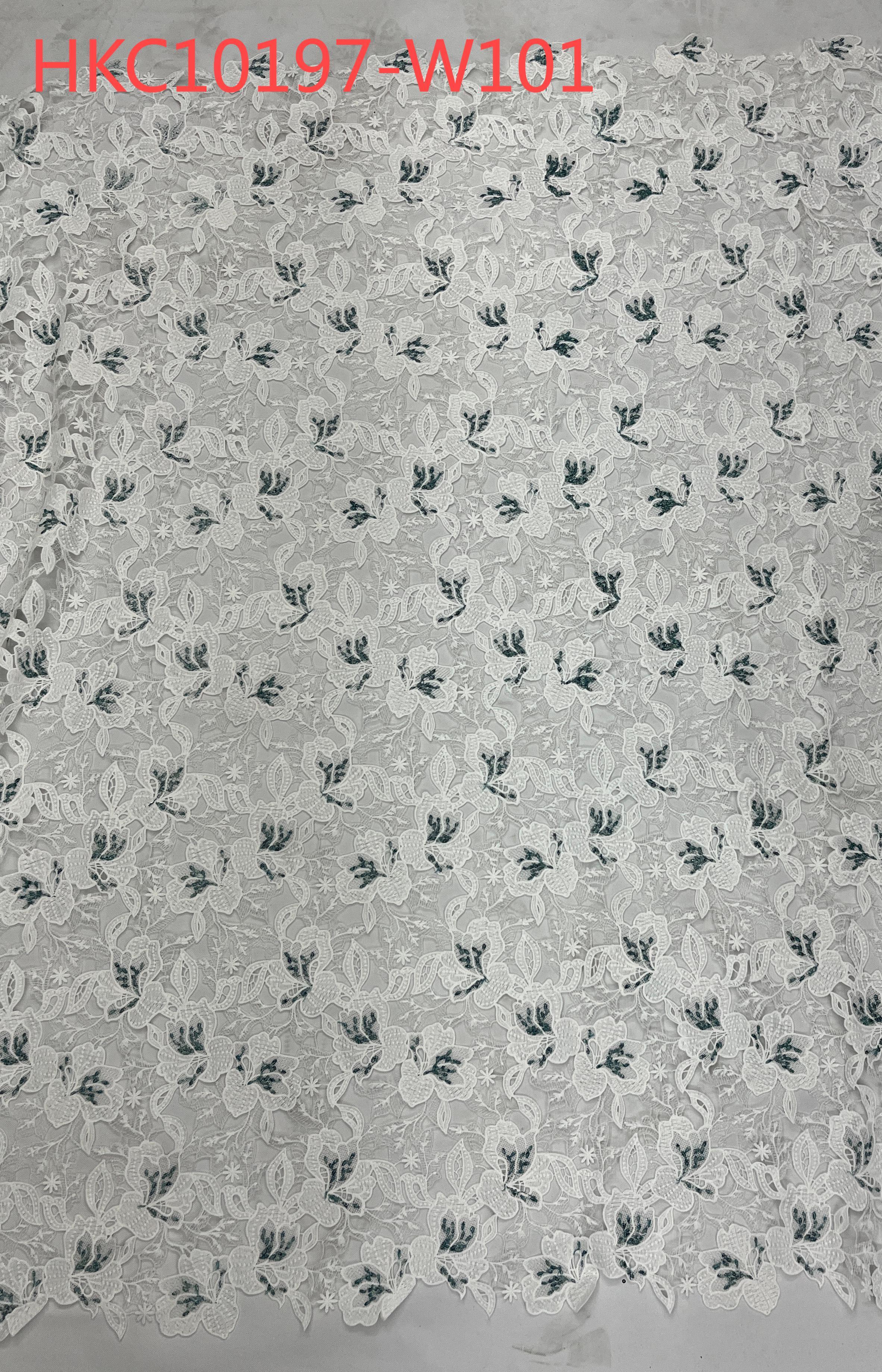 White Flower Pattern With Chemical Embroidery HKC10197  embroidery fabric,fashion embroidery fabric,textile