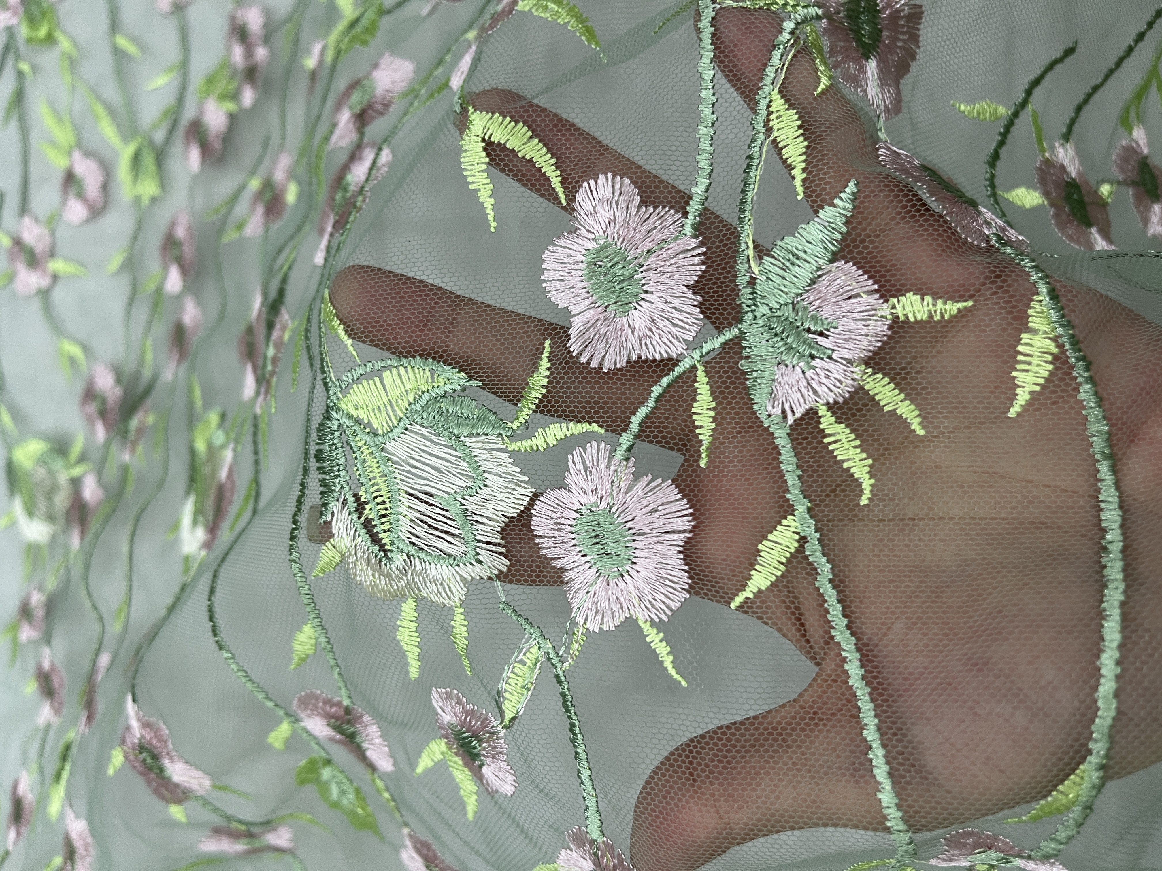 Colorful Flower Pattern With Plain Embroidery HKC10198  embroidery fabric,fashion embroidery fabric,textile