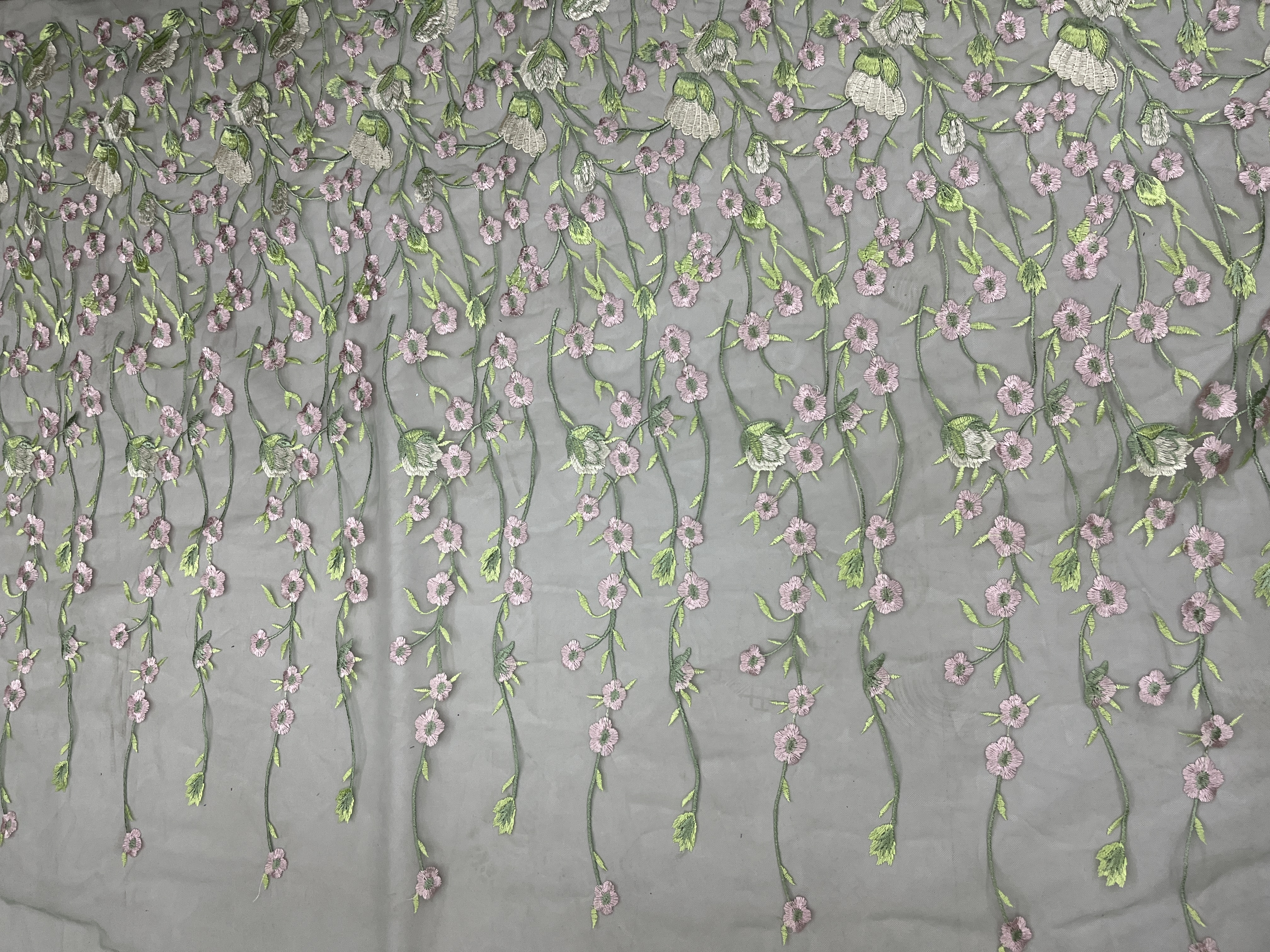 Colorful Flower Pattern With Plain Embroidery HKC10198  embroidery fabric,fashion embroidery fabric,textile