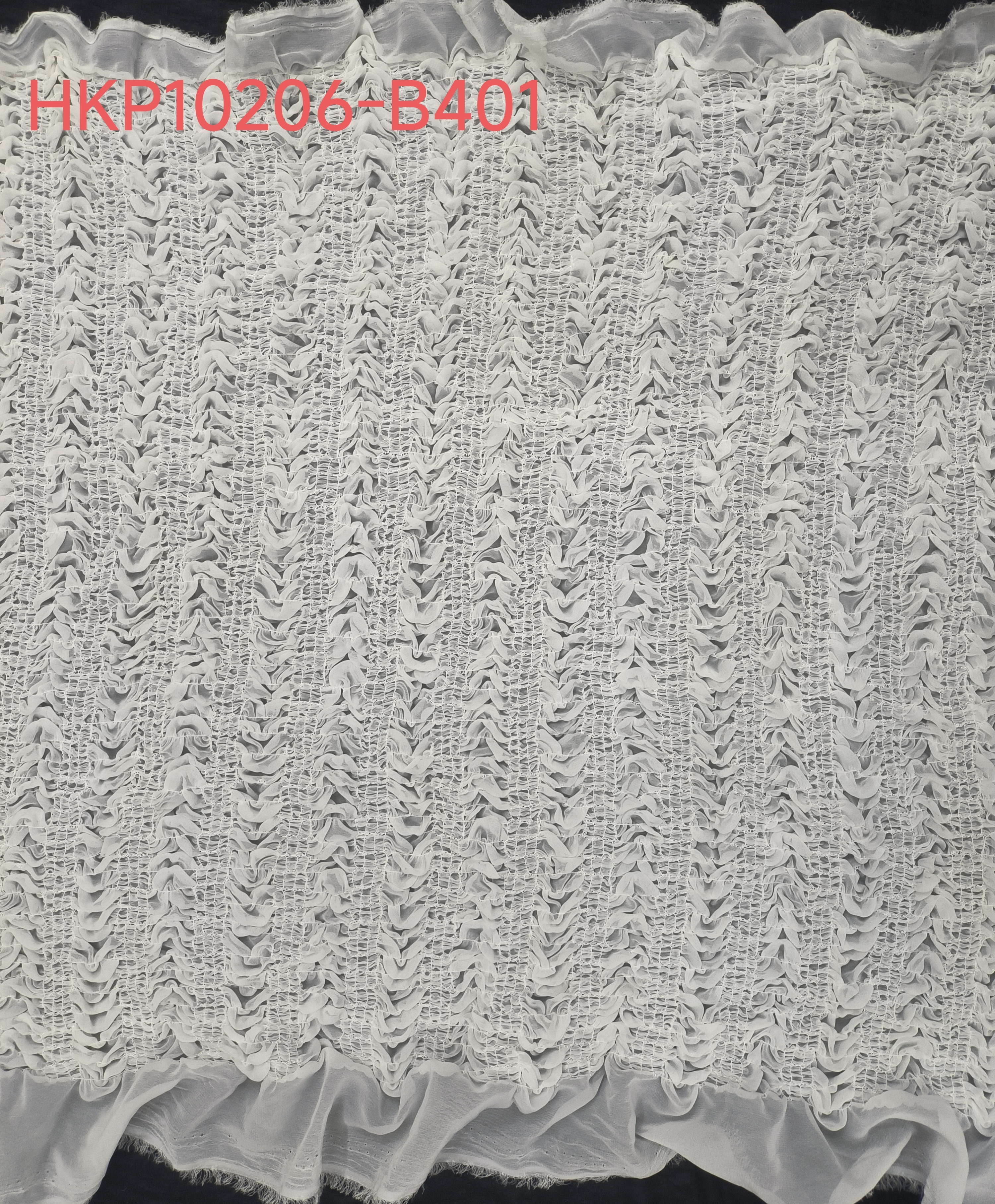 White Wrinkled Cloth With Plain Embroidery HKP10206  embroidery fabric,fashion embroidery fabric,textile