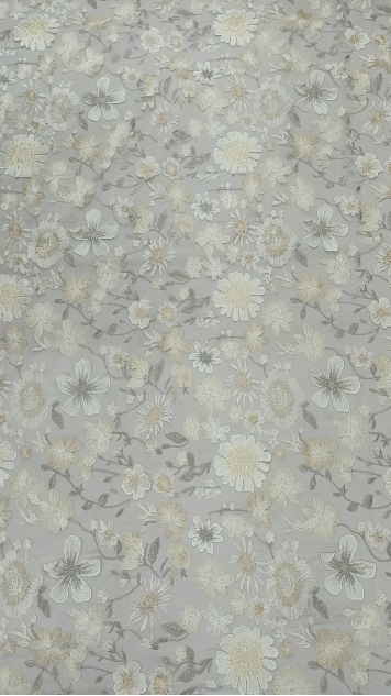 Elegant Flower Pattern With Plain Embroidery HKC10200  embroidery fabric,fashion embroidery fabric,textile