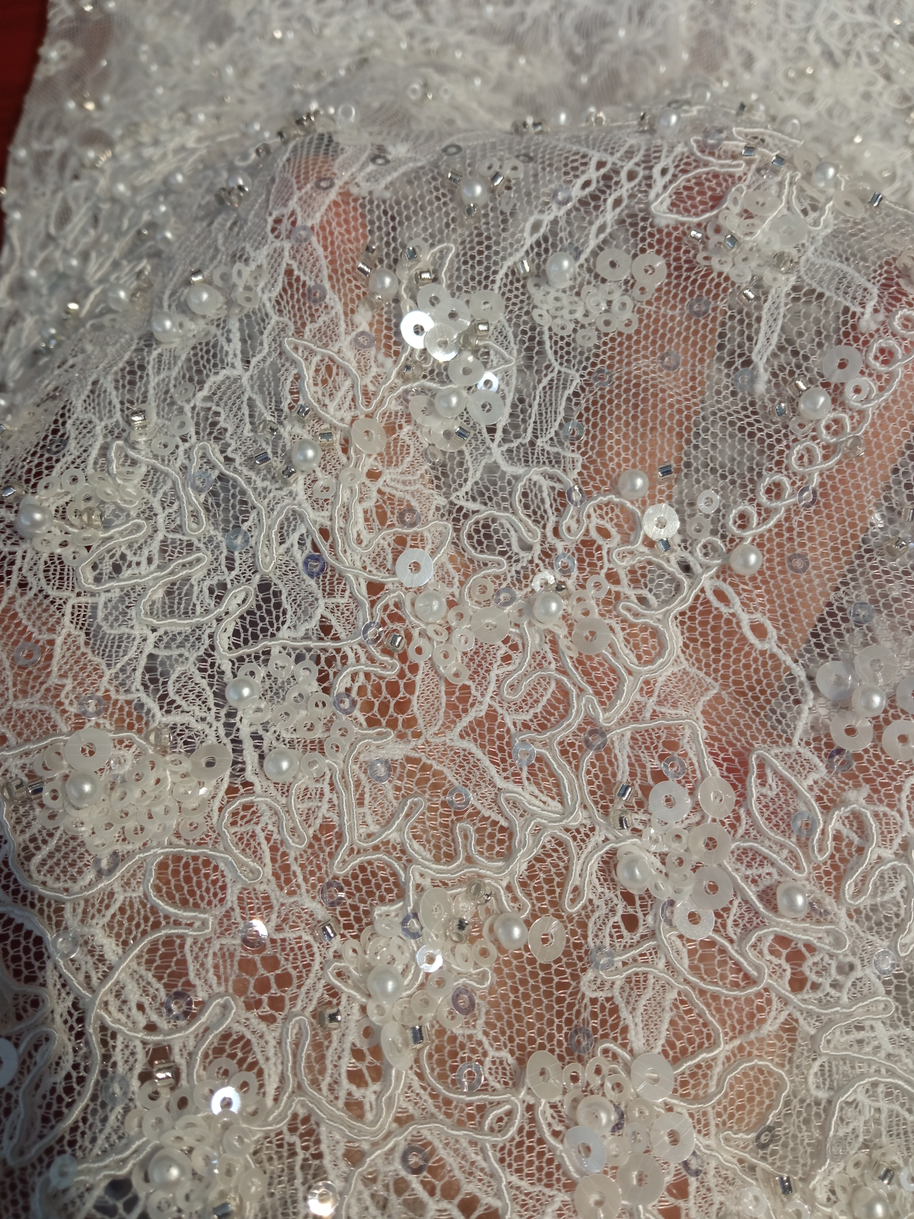 Soft Ground with sequins Lace Embroidery Fabric LEX10054