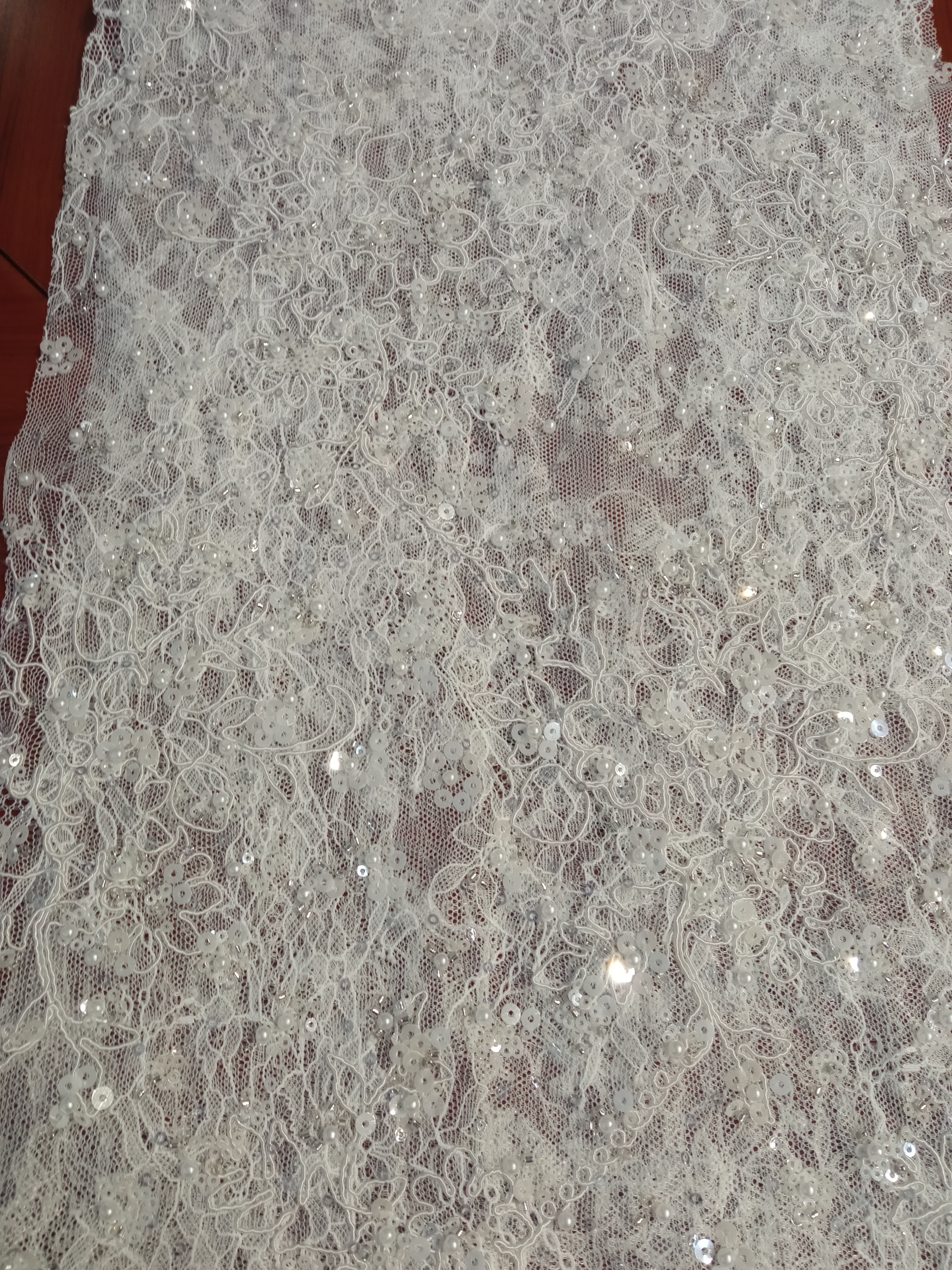 Soft Ground with sequins Lace Embroidery Fabric LEX10054
