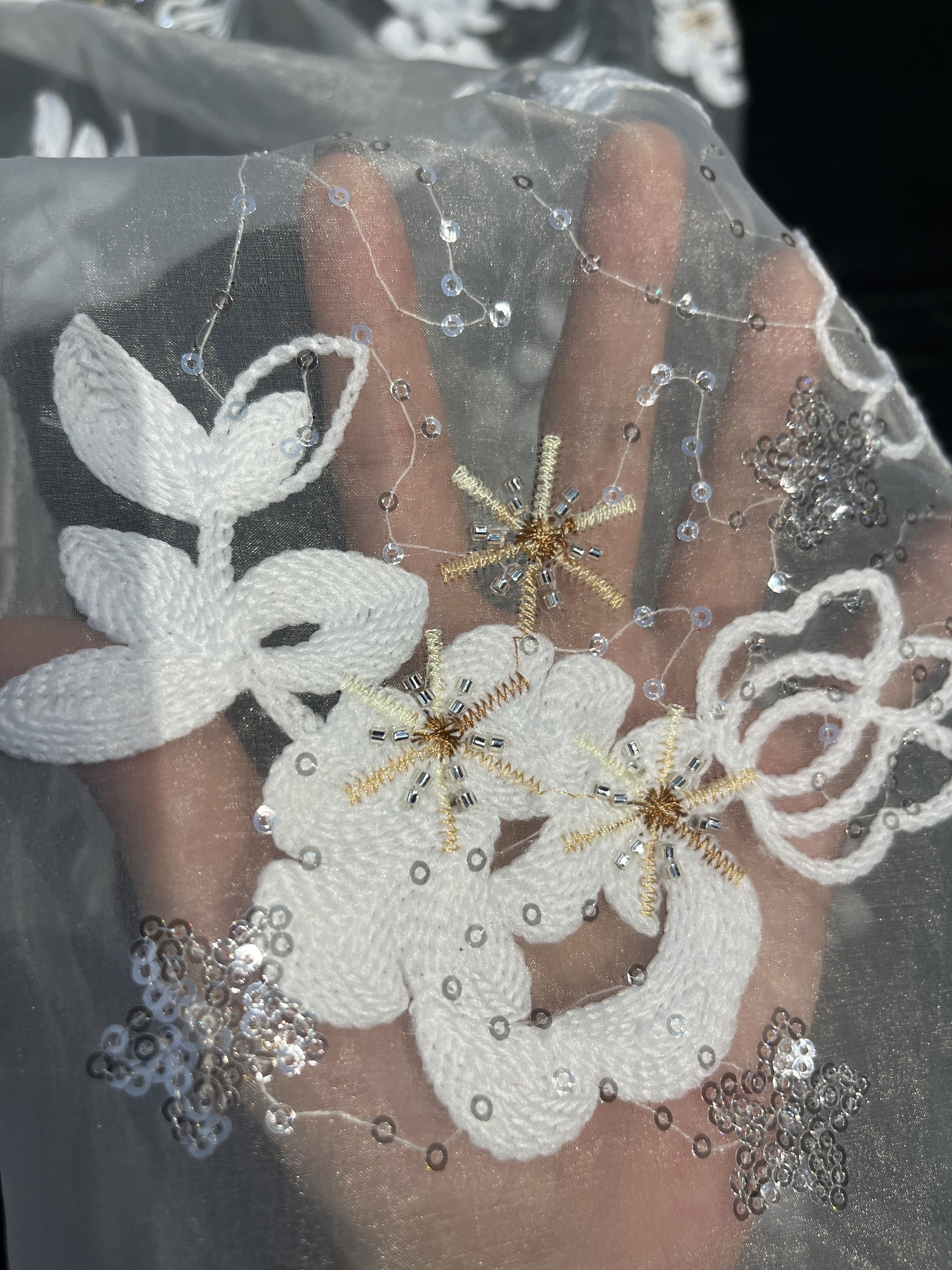 White Flower Pattern With Plain Embroidery HKP10309  embroidery fabric,fashion embroidery fabric,textile