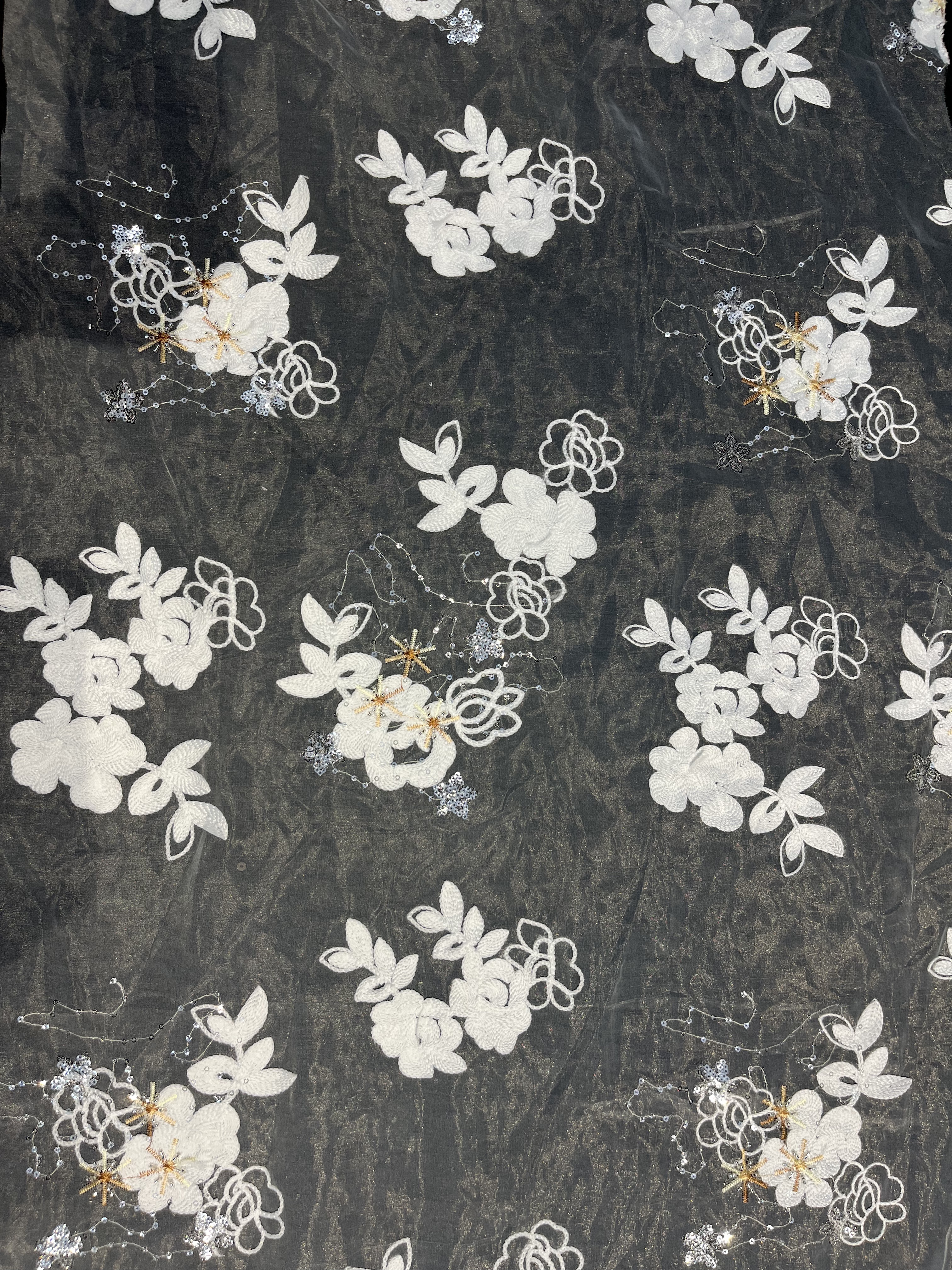 White Flower Pattern With Plain Embroidery HKP10309  embroidery fabric,fashion embroidery fabric,textile