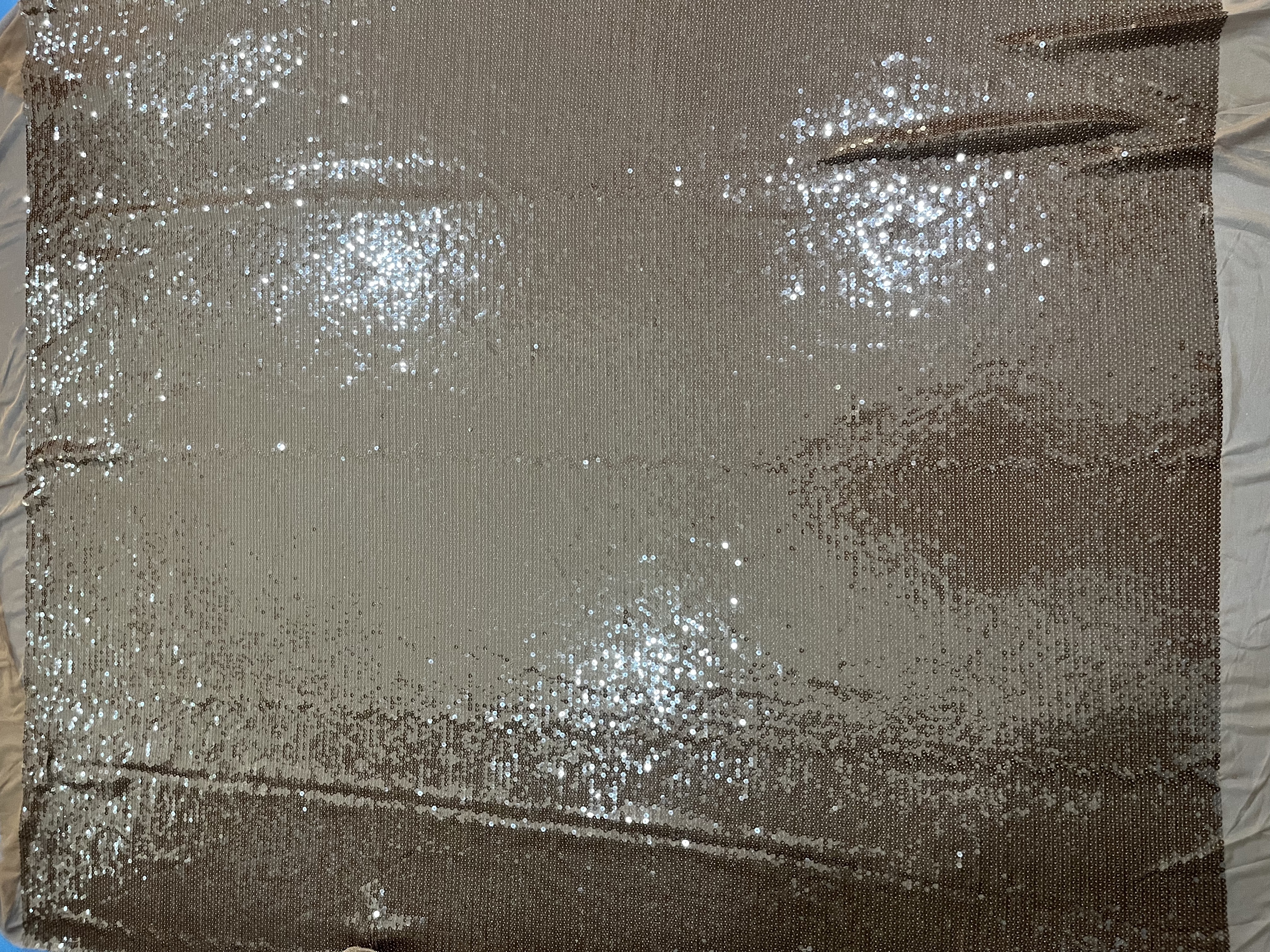 Light Brown Sequins Embroidery With Soft Mesh HKZ10310  sequins embroidery factory