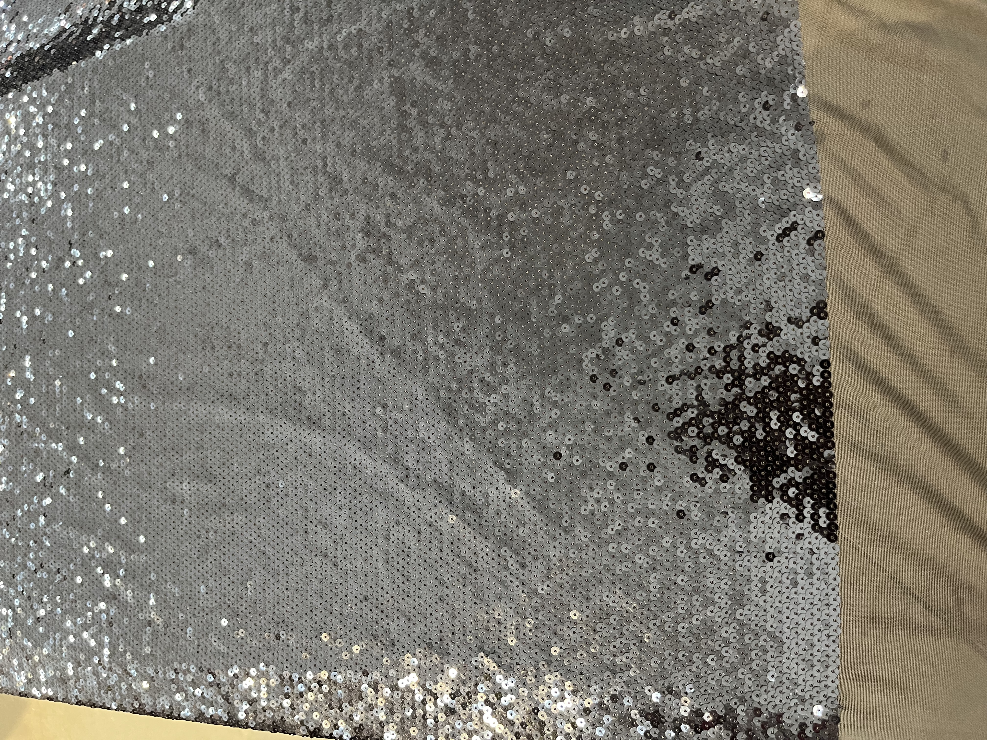 Dark Brown Sequins Embroidery With Soft Mesh HKZ10310  sequins embroidery factory