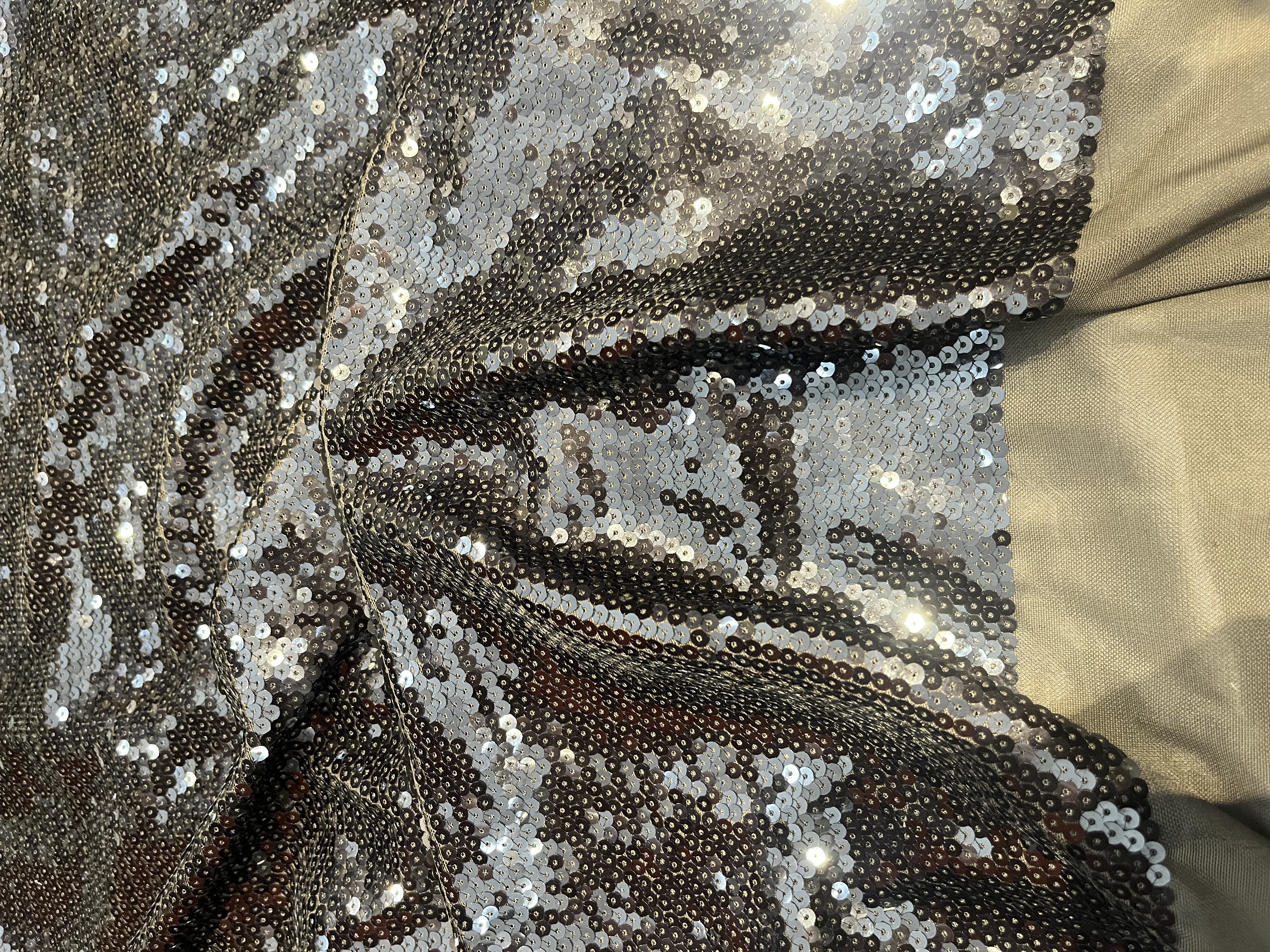 Dark Brown Sequins Embroidery With Soft Mesh HKZ10310  sequins embroidery factory