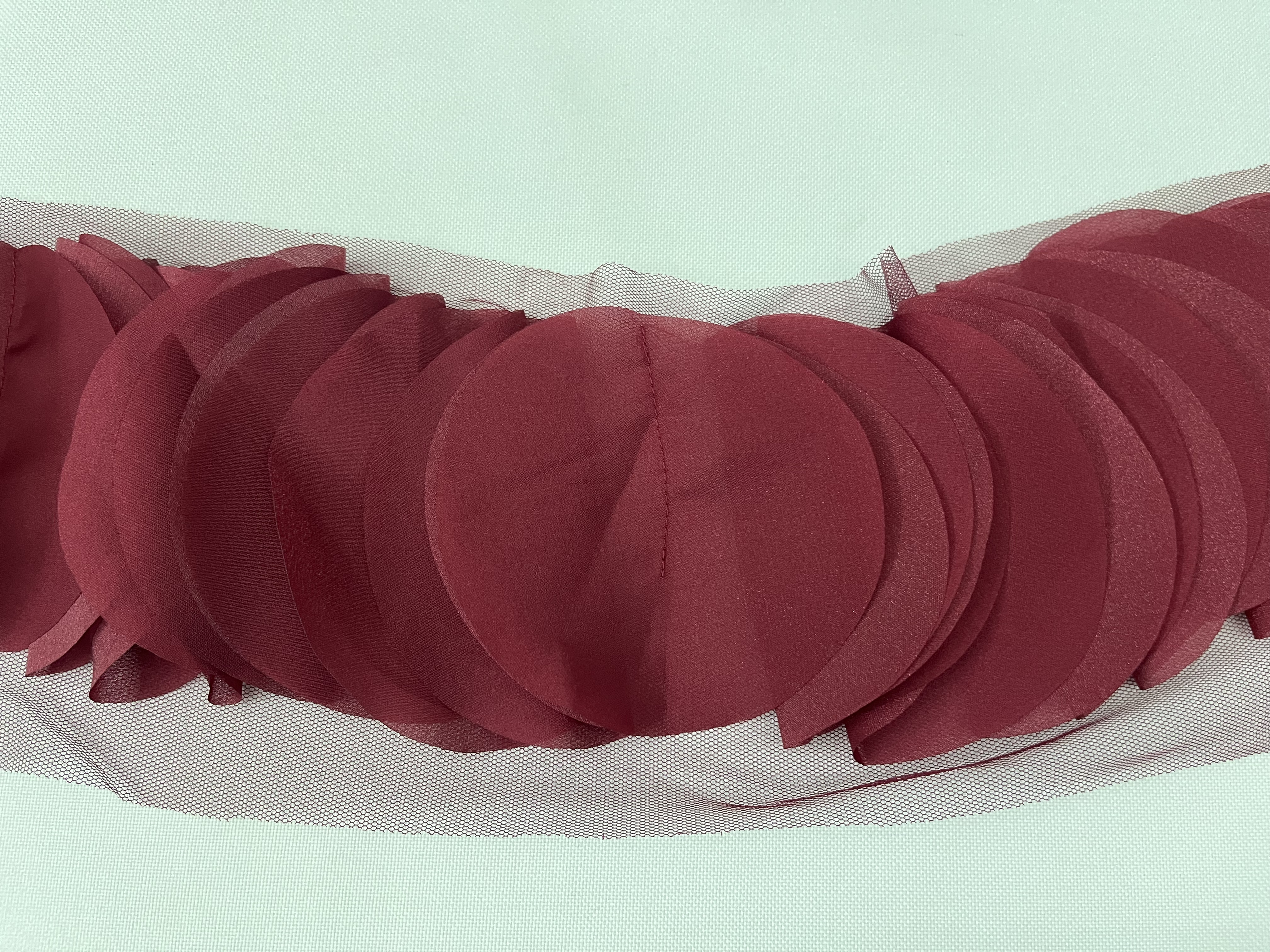 High Quality Wholesale Red Trim Breathable Soft Fabric Durable Textile CL-008-5 sequins embroidery factory