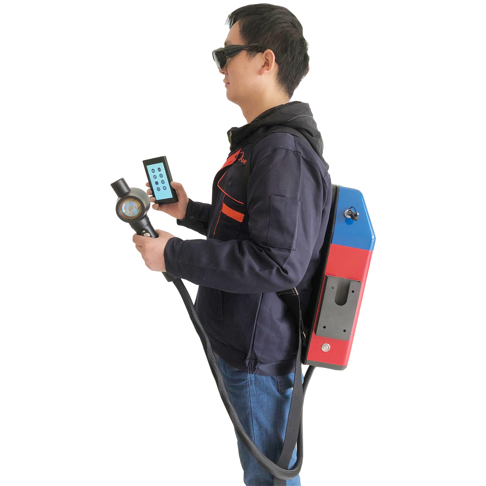 50w 100w 200w Backpack handheld pulsed laser cleaning machine for rust ...