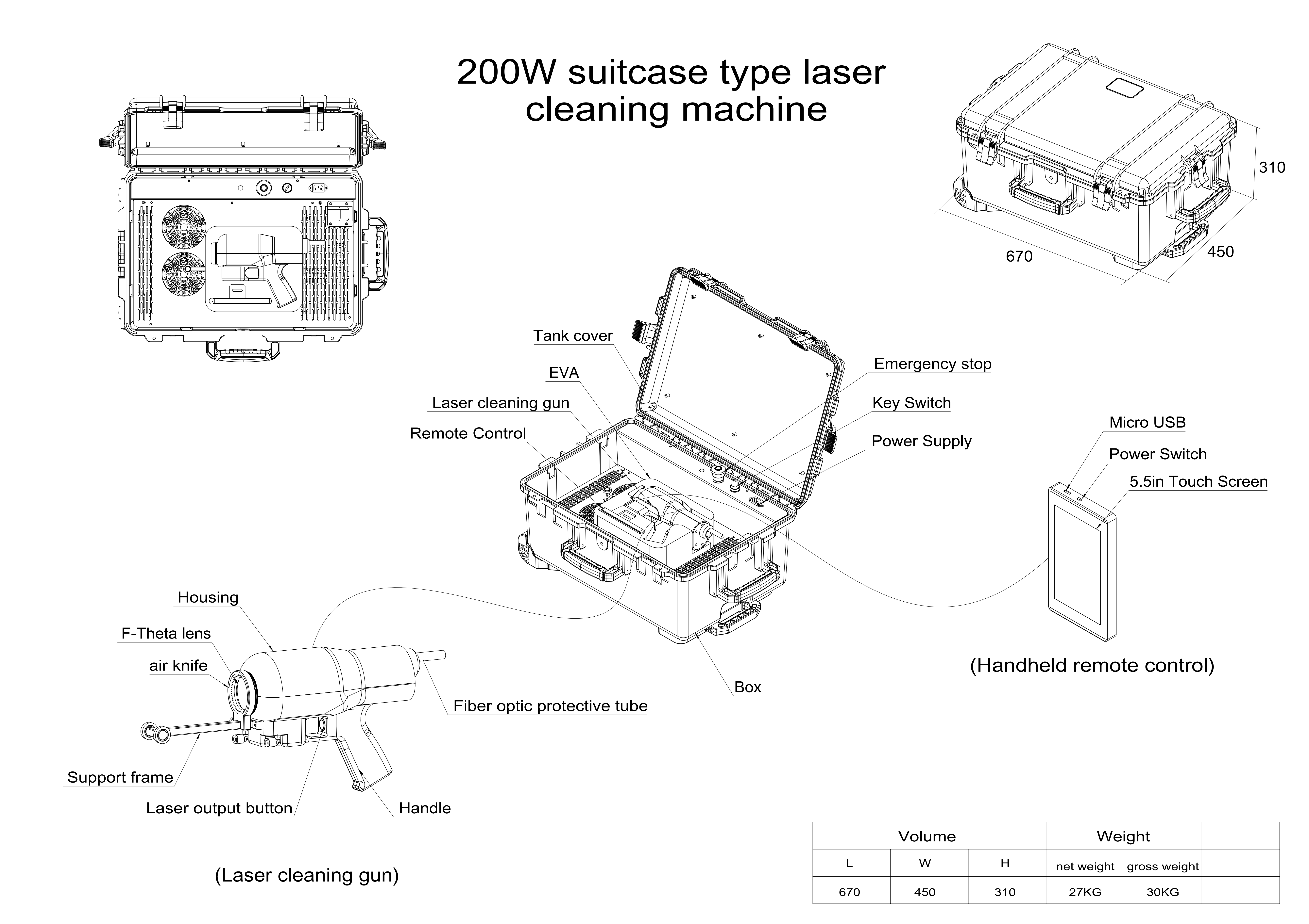 200W Suicase Fiber Laser Cleaning Machine