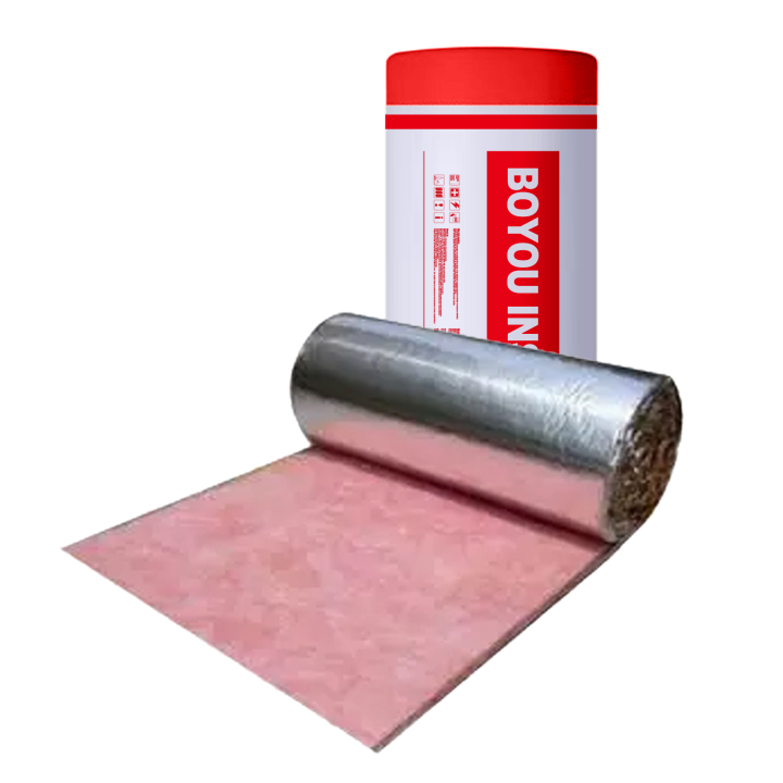 BOYOU good price with R1.3 R2 R2.5 R3 R4 R7 R13 R19 R30 Pink tech Pink/yellow color fiberglass glass wool roll blanket felt batt  