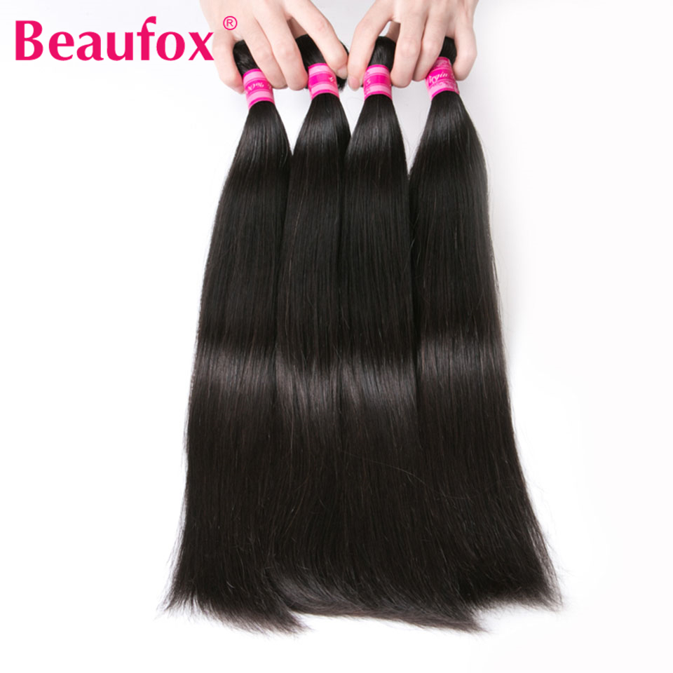 Beaufox Cheap Brazilian Virgin Hair Straight 4 Bundles Deals