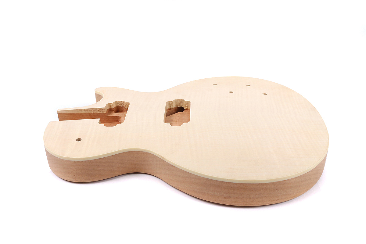 Unfinished Guitar Body Mahogany Flame Maple wood For Les Paul Electric Guitar Replacement Set in