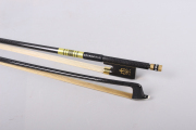 4/4 Violin Bow Braided Carbon Fiber Ebony Round Stick Straight Natural Bow Hair