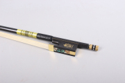4/4 Violin Bow Braided Carbon Fiber Ebony Round Stick Straight Natural Bow Hair
