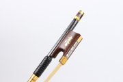 4/4 Violin Bow Braided Carbon Fiber Snakewood Frog Round Stick Straight Natural Bow Hair