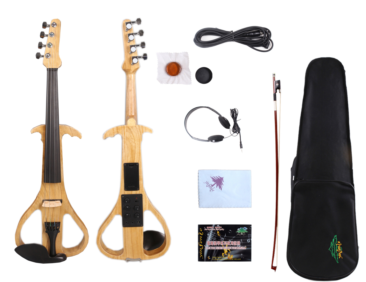 4 4 electric violin Solid wood Active Silent Violin Wood color Free Violin case Violin bow Ebony Fittings Yinfente Musical Instrument official website