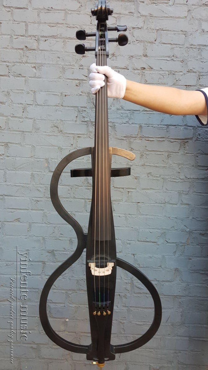 Black 4 4 electric cello electronic cello ebony wood Fingerboard silent cello solid wood Yinfente Musical Instrument official website