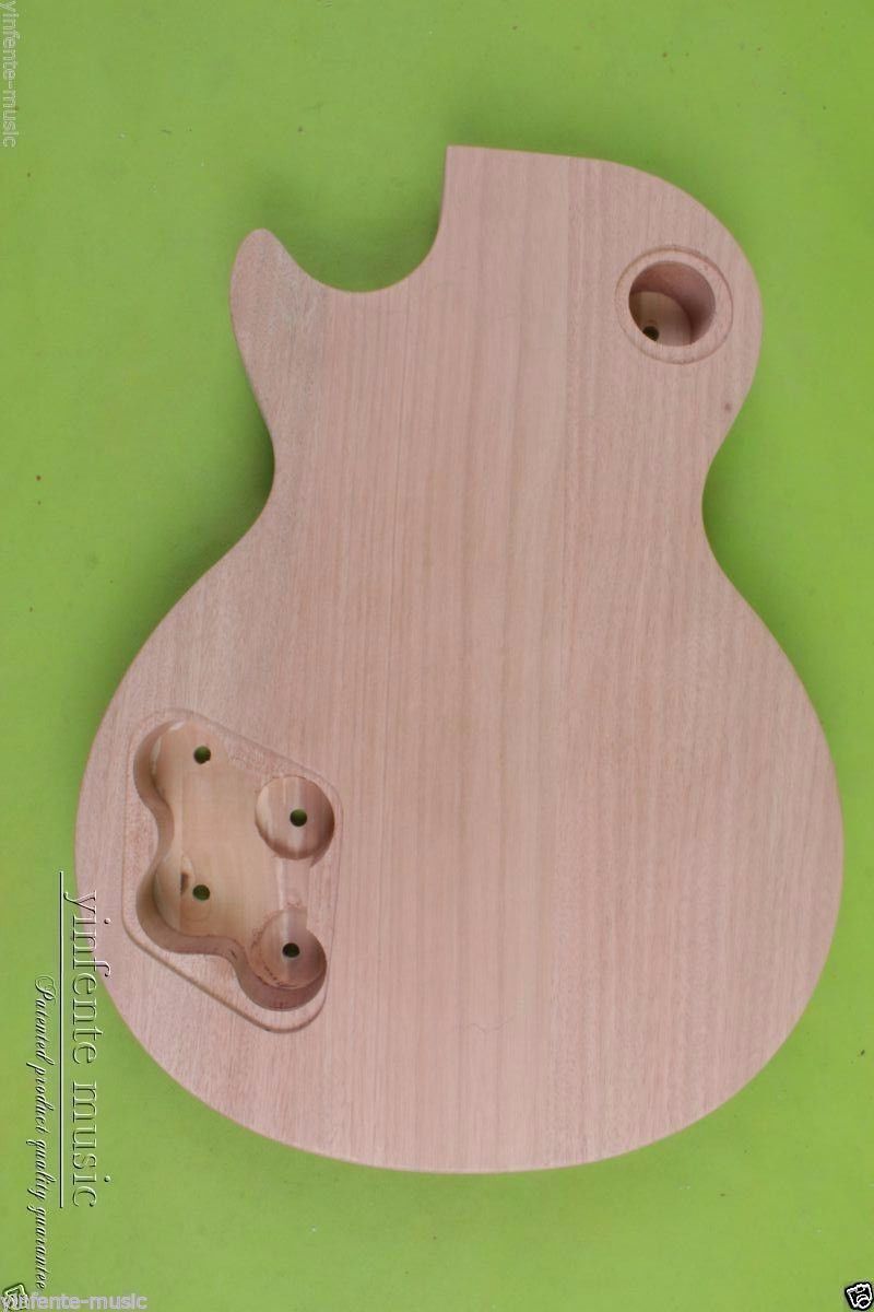 Unfinished Mahogany Electric Guitar Body With Flame Maple Veneer - HH Pickup Routing, Bolt-On Neck
