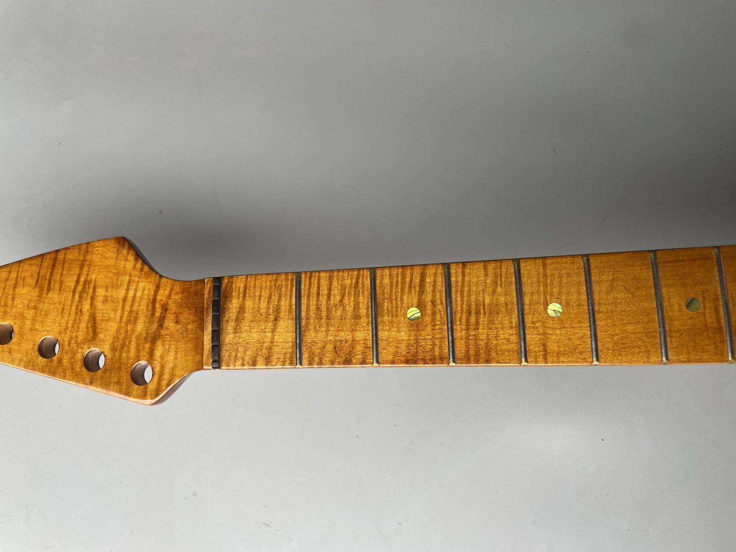 Roasted Flame Maple Guitar Neck 21 Fret Finished Dots Inlay Head for ST Style Yinfente Musical Instrument official website