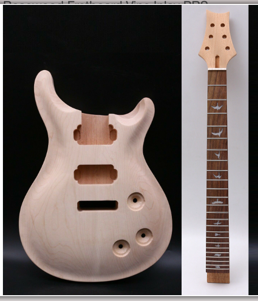 PRS Guitar Kit Maple Cap Mahogany Body 24 fret 25.5 inch Rosewood Fretboard  Bird Inlay Set in Stylecarlodile-1