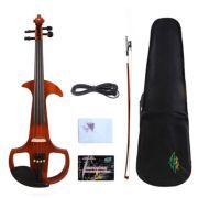 New Electric Violin 4/4 Hand Made Silent Violin Practice with Violin Bow Case